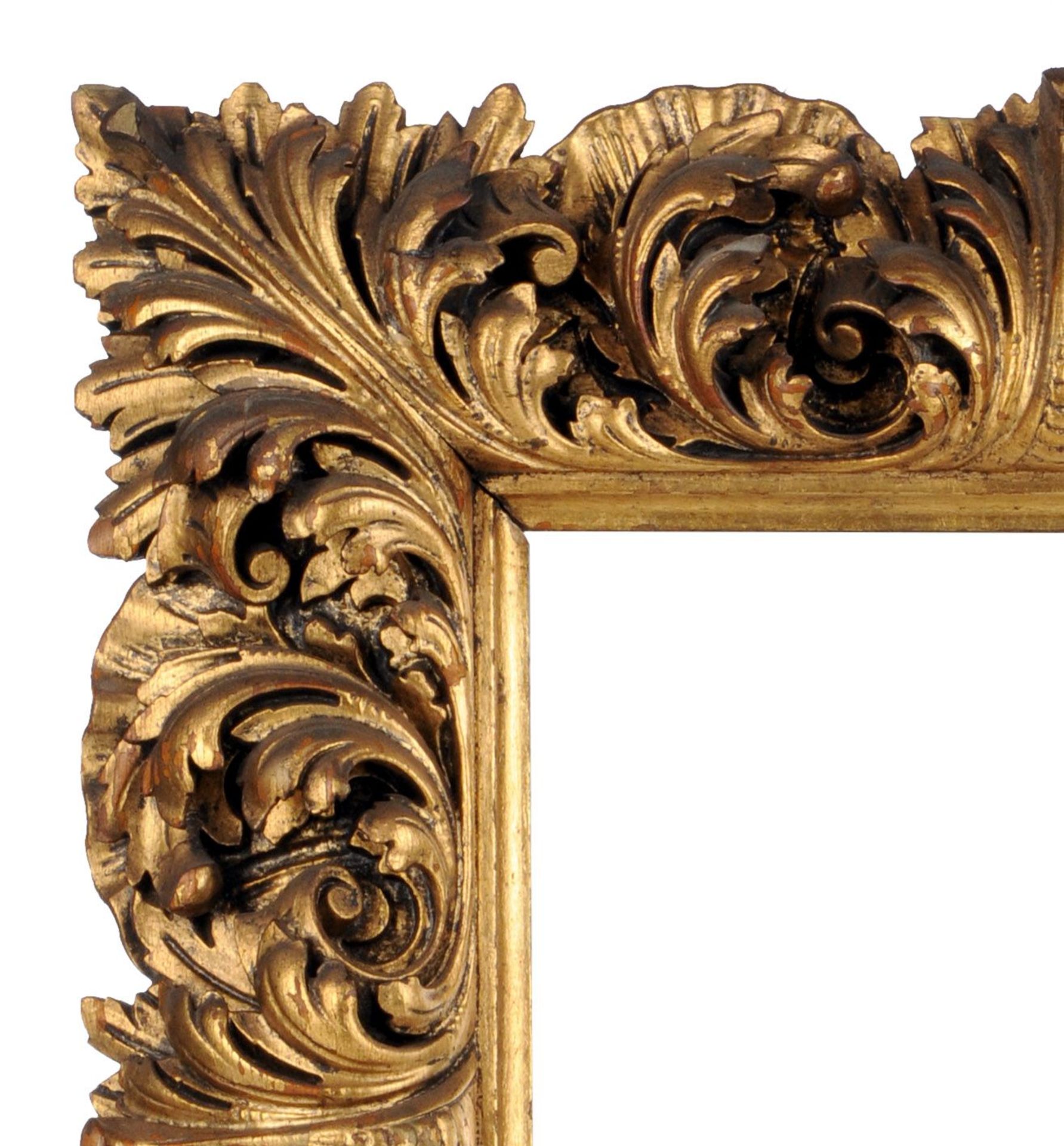 Schmuckrahmen mit voluminösem Akanthusblatt-Ornament. Neuzeitlich. Tropisches Holz, geschnitzt, - Bild 2 aus 2
