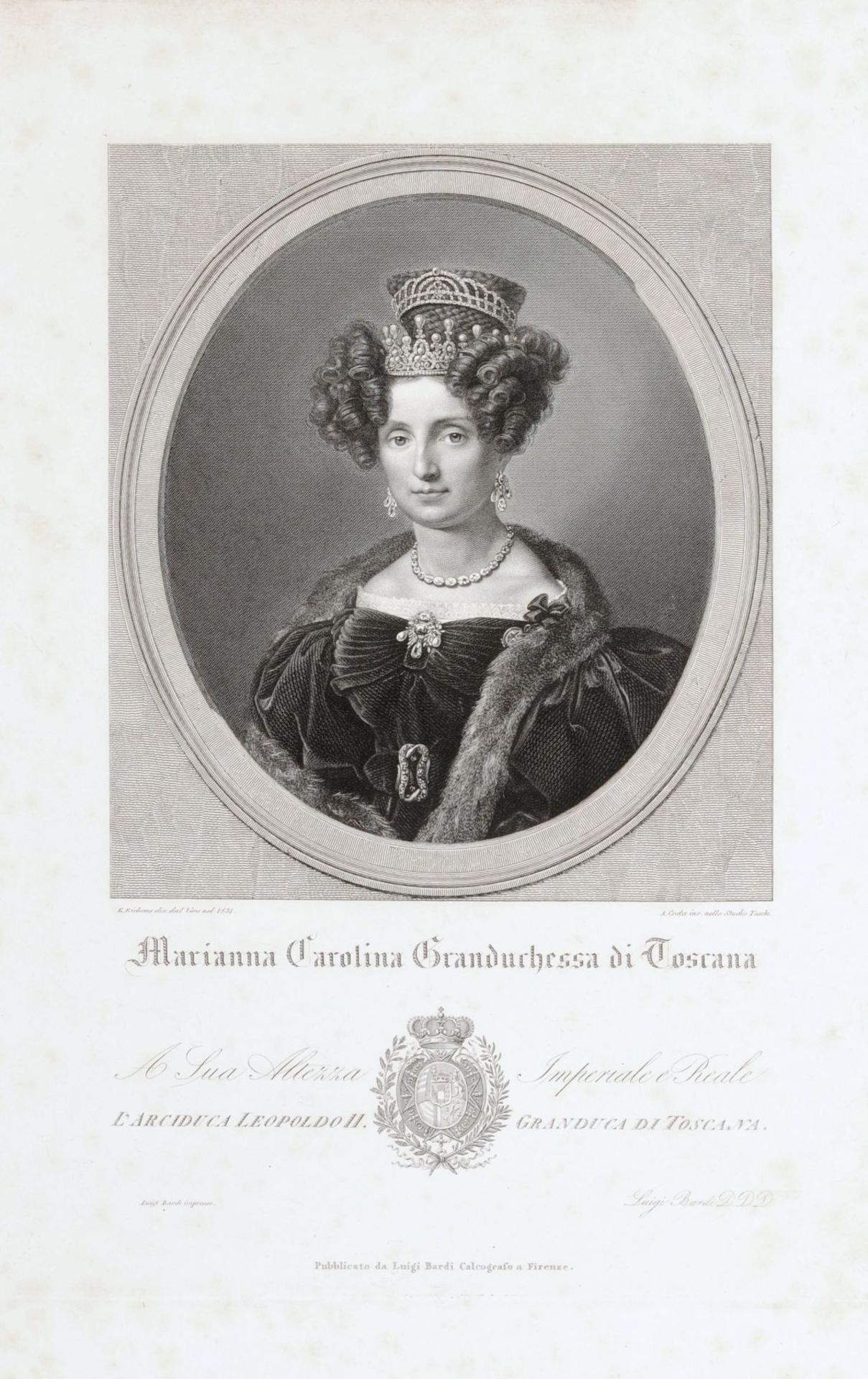 Verschiedene Stecher, Drei Bildnisse der Maria Anna Carolina, Großherzogin der Toskana. 19. Jh.