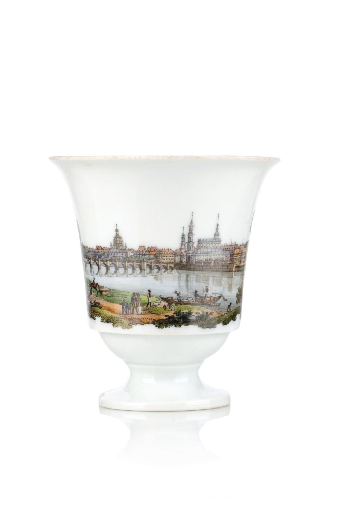 Ansichtentasse "Dresden". Meissen. Um 1820. Porzellan, glasiert, mit Umdruckdekor, koloriert. - Image 2 of 2