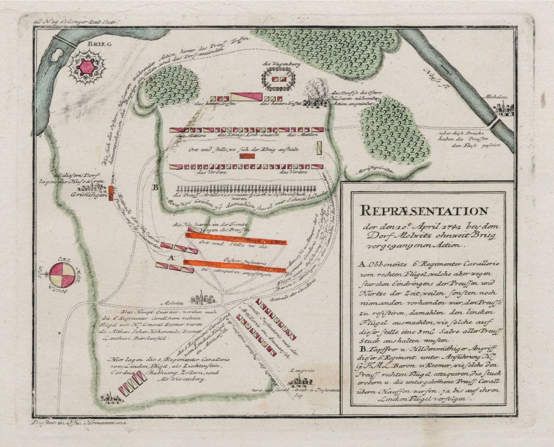 Homanns Erben "Les Environs de Czaslau". 1742. Homanns Erben 1702 Nürnberg  1848 Kolorierte - Bild 3 aus 4