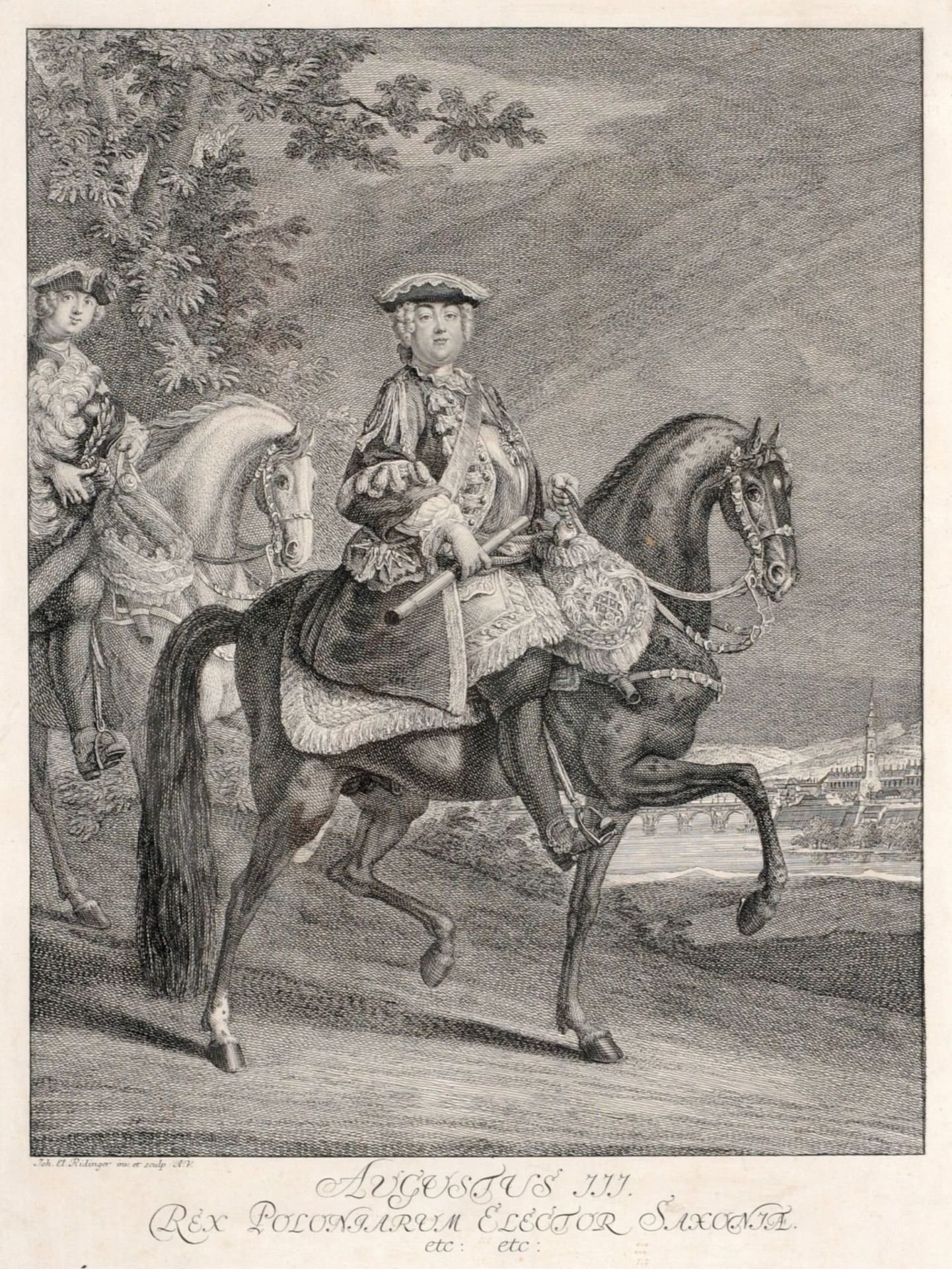 Johann Elias Ridinger "Augustus III. Rex Polonarum Elector Saxonia". Um 1760. Johann Elias