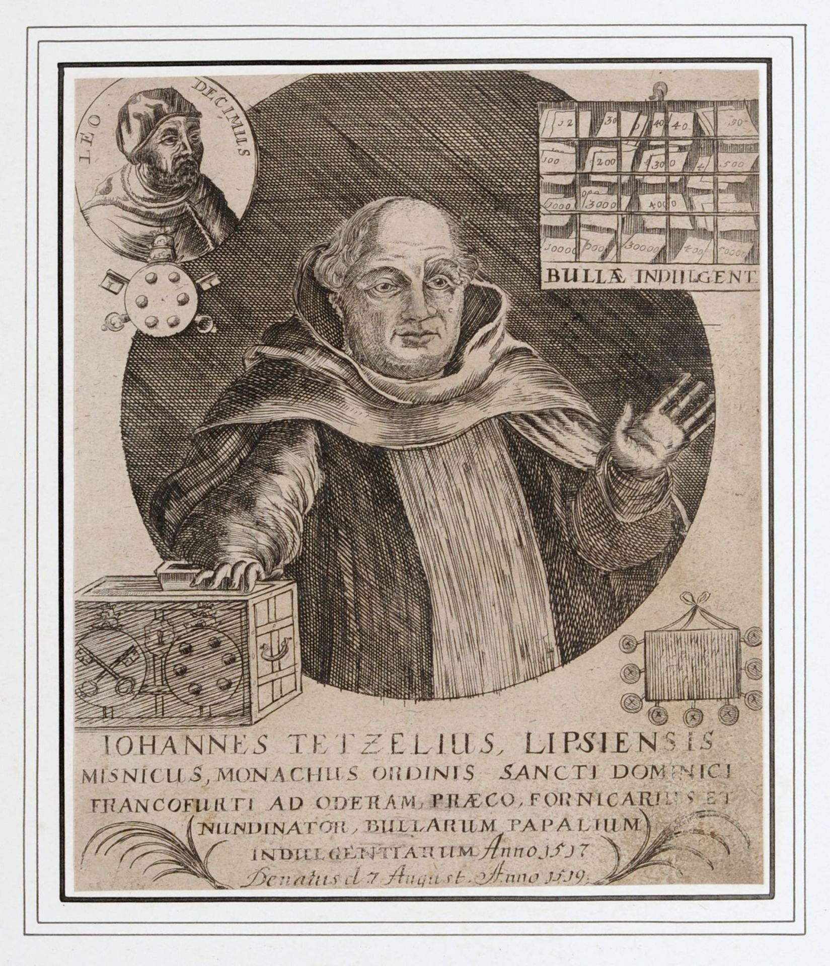 Verschiedene Stecher, Zwei Bildnisse von Johannes Tetzel, ein Bildnis von Henricus Salmus. 1. H. 18.