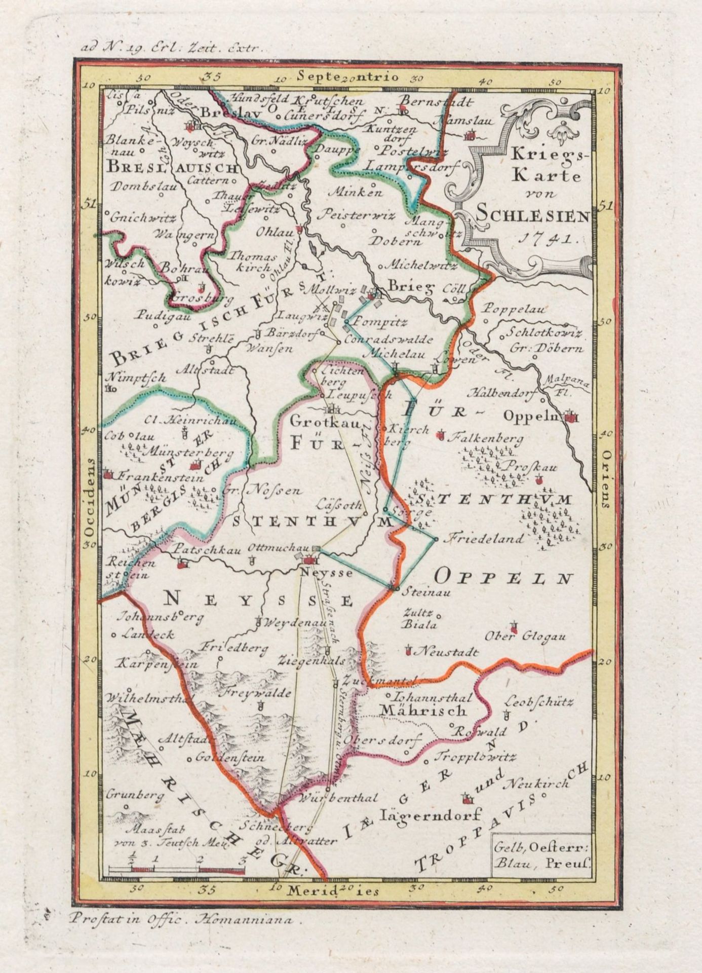 Homanns Erben "Les Environs de Czaslau". 1742. Homanns Erben 1702 Nürnberg  1848 Kolorierte - Bild 2 aus 4