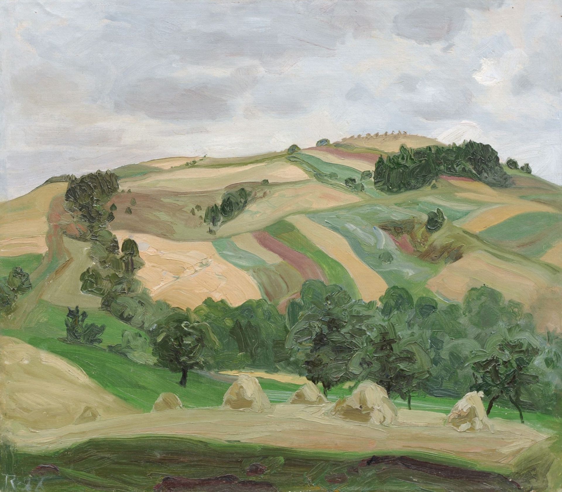 Richard Walter Rehn, Hügelige Landschaft mit Feldern. 1920er Jahre. Richard Walter Rehn 1884 Dresden