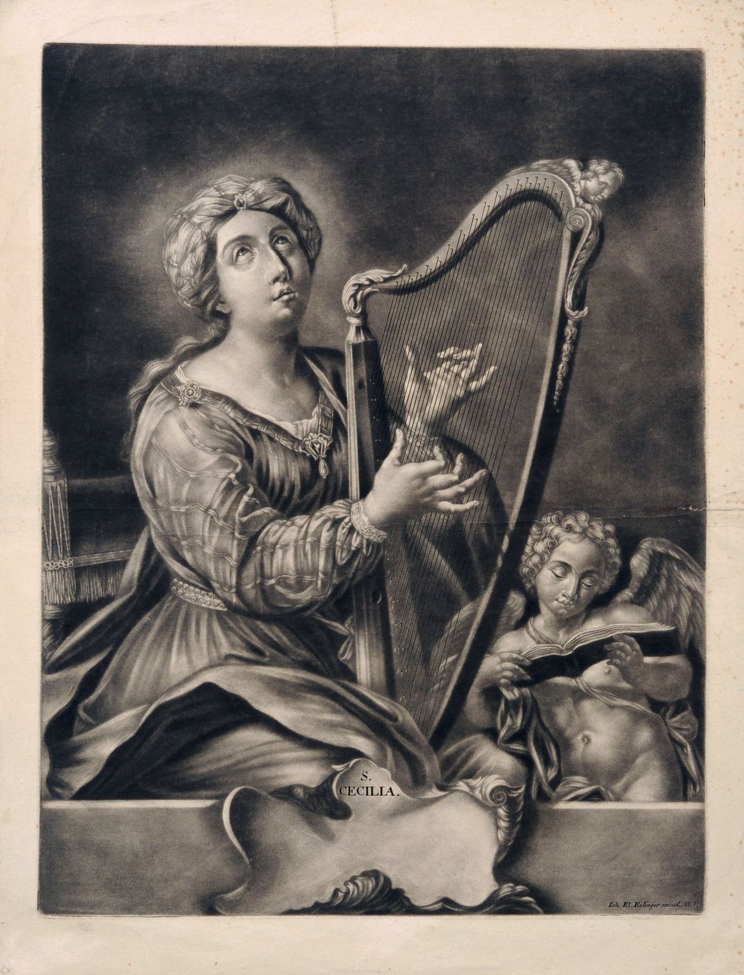 Johann Elias Ridinger "S. Cecilia". 1. H. 18. Jh. Johann Elias Ridinger 1698 Ulm  1767