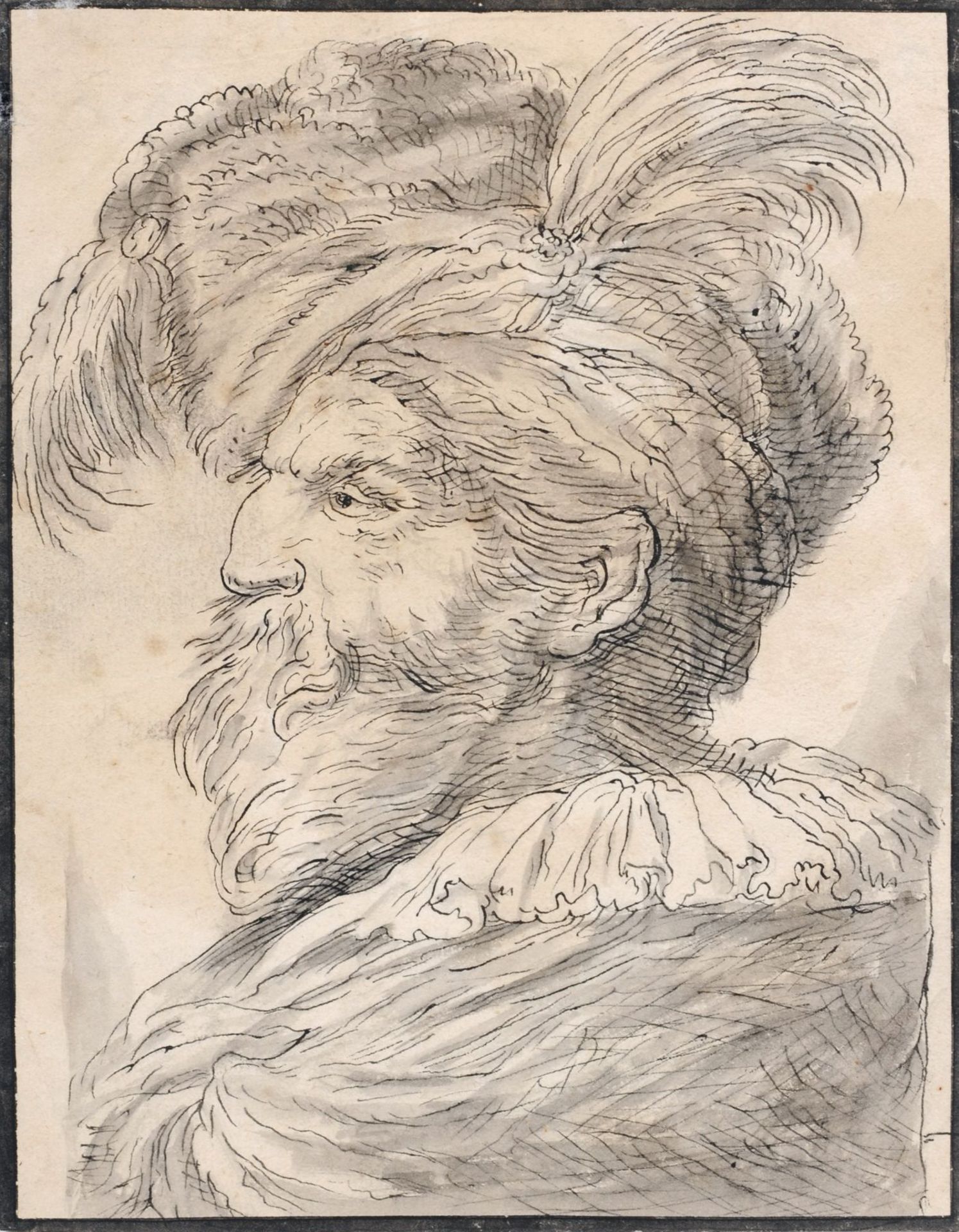 Giovanni Benedetto Castiglione (nach), Bildnis eines Greises mit Turban. Wohl 18. Jh. Giovanni