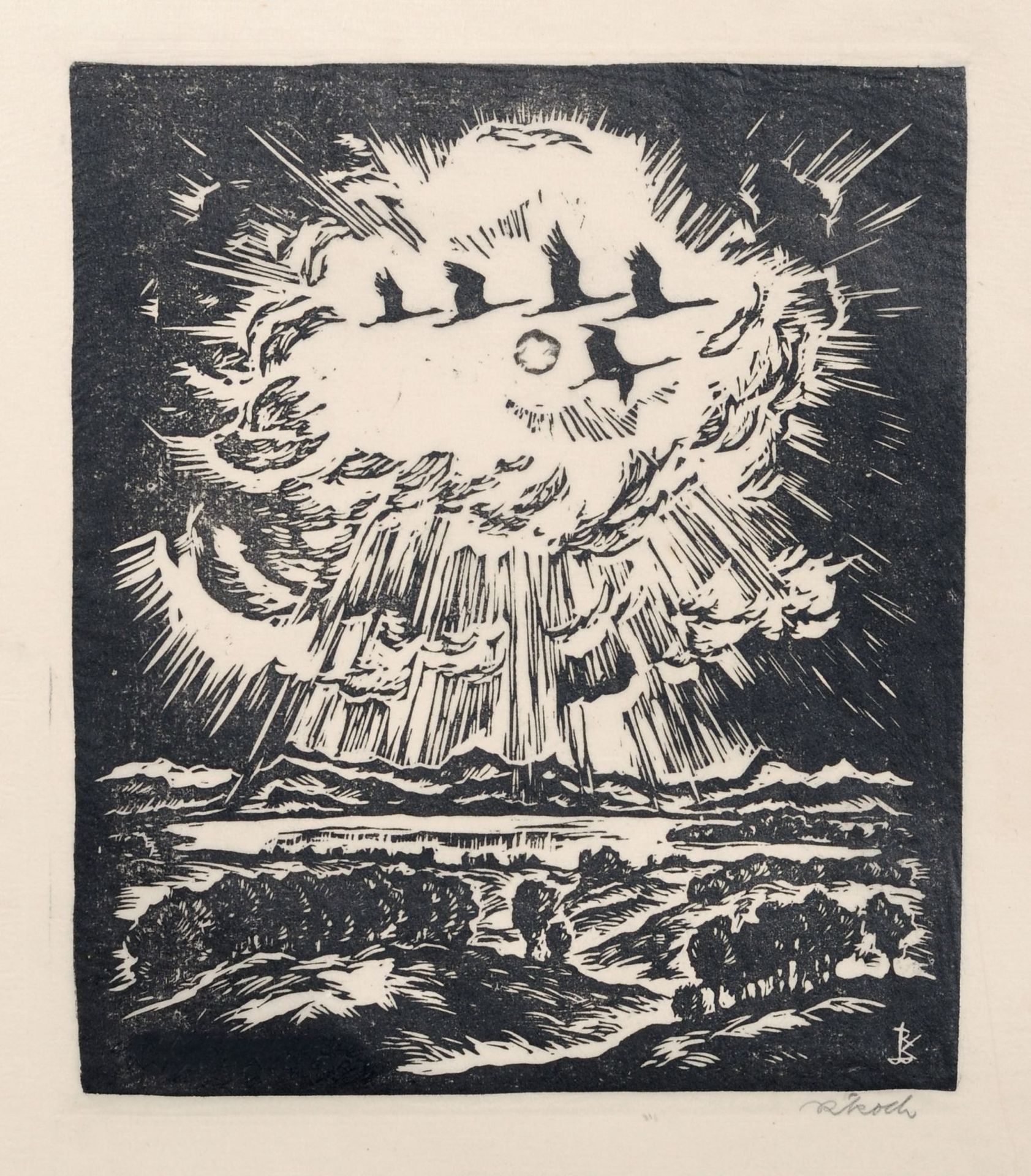 Rudolf Koch, Drei figürliche Darstellungen und zwei Landschaften. 1930er Jahre. Rudolf Koch 1902 - Bild 2 aus 5