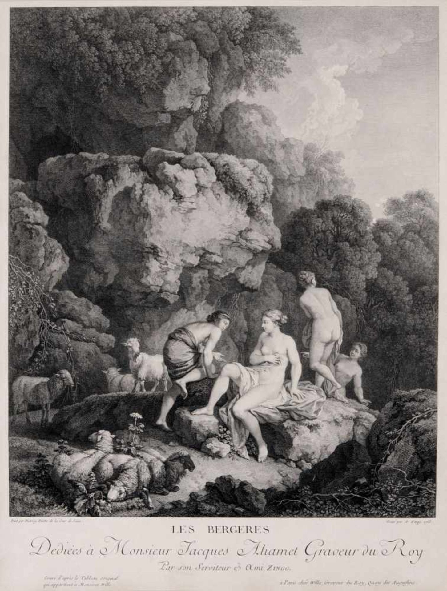 Adrian Zingg "Les Bergeres". 1763.Adrian Zingg 1734 St. Gallen  1816 LeipzigChristian Wilhelm Ernst