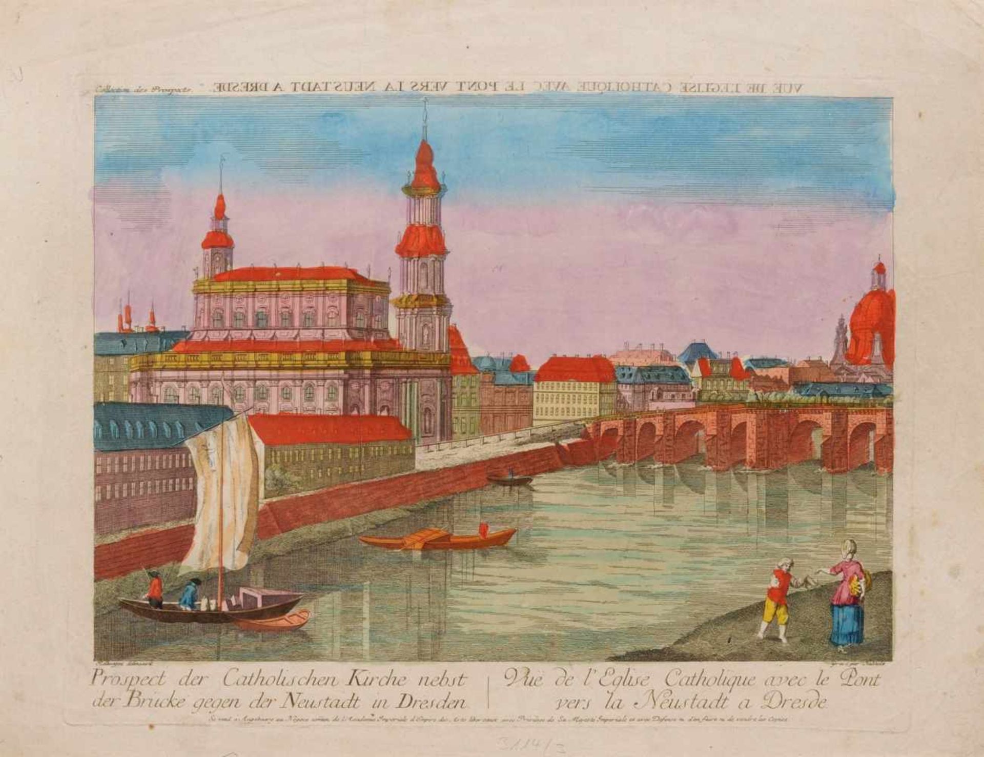 Johann Christoph Nabholz "Prospect der Catholischen Kirche nebst der Brücke gegen der Neustadt in