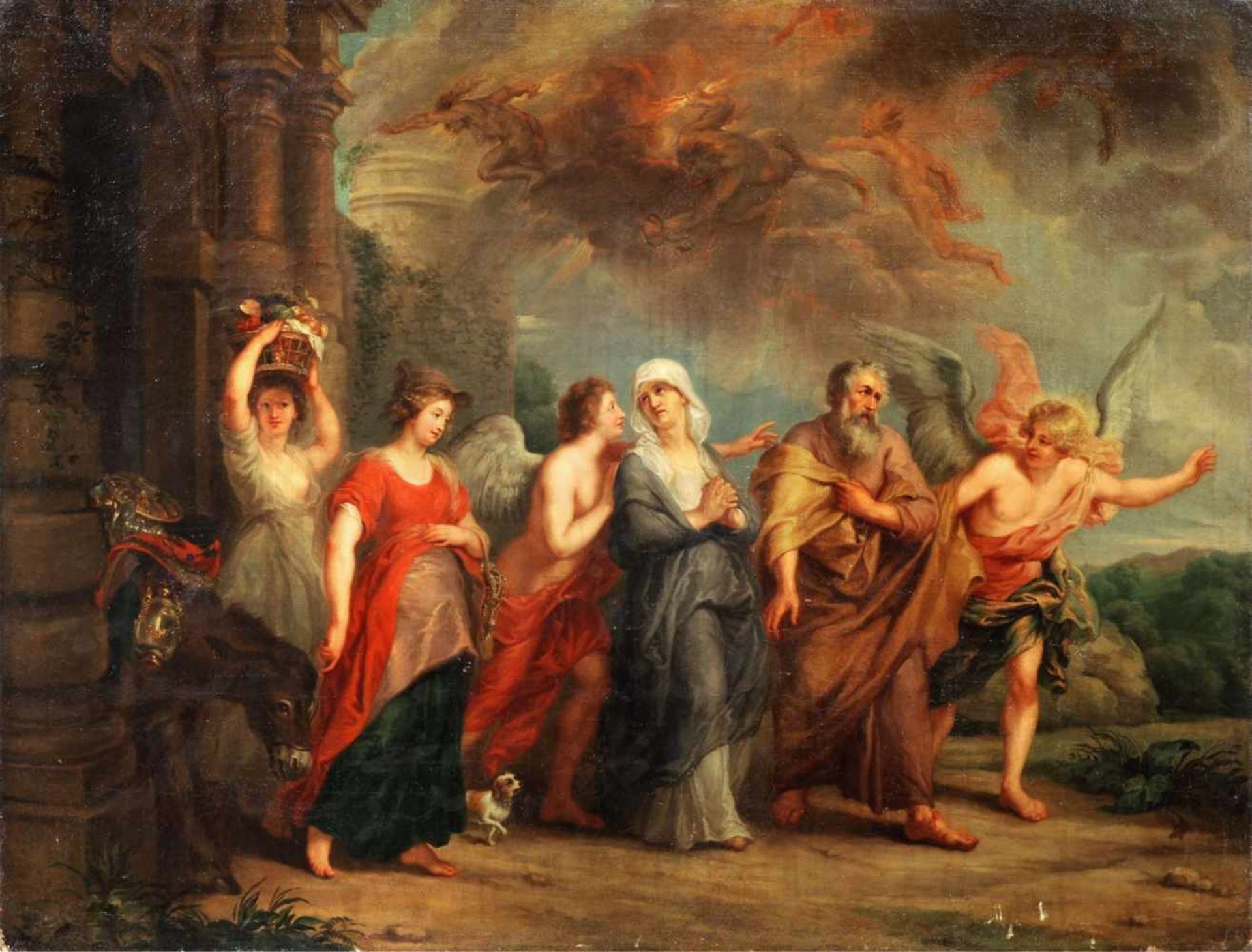 Traugott Leberecht Pochmann, Loth flieht mit seiner Familie aus Sodom. (nach Peter Paul Rubens).