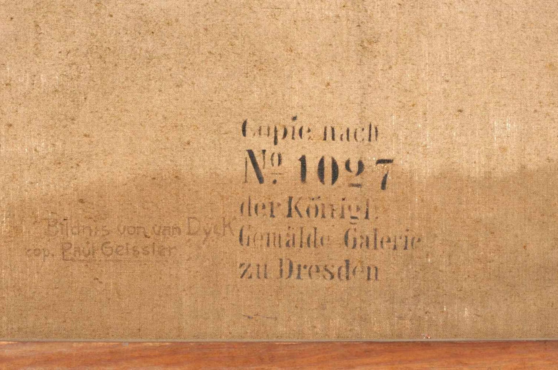 Anton van Dyck (Kopie nach) "Bildnis eines schwarz gekleideten Herrn vor einer Säule". Um 1628/30. - Image 4 of 4