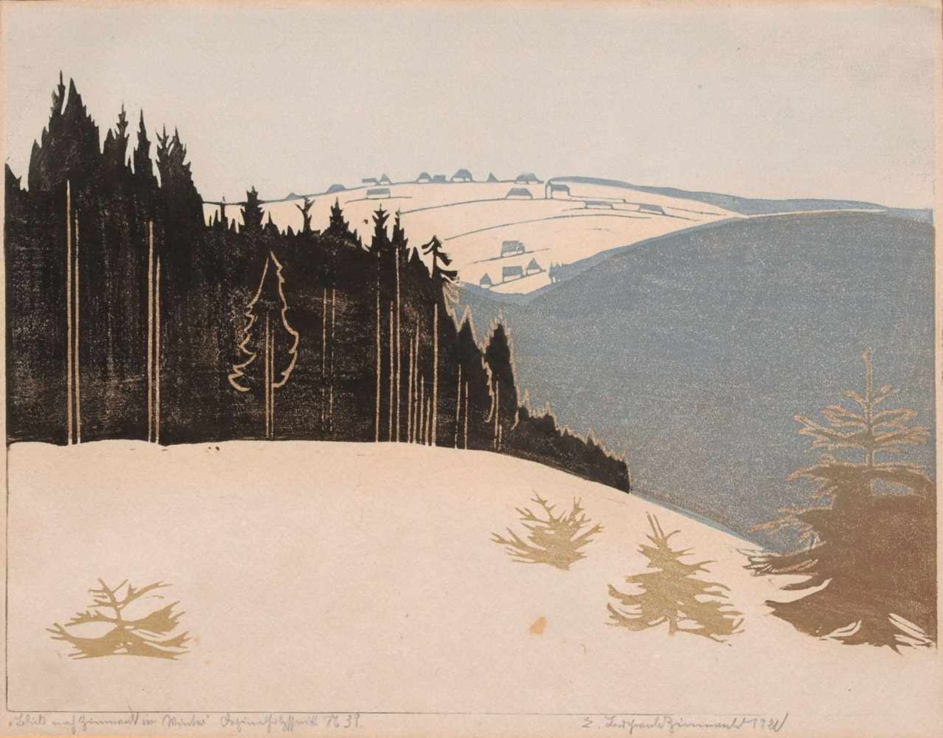Erich Buchwald-Zinnwald "Blick auf Zinnwald im Winter". 1921.Erich Buchwald-Zinnwald 1884