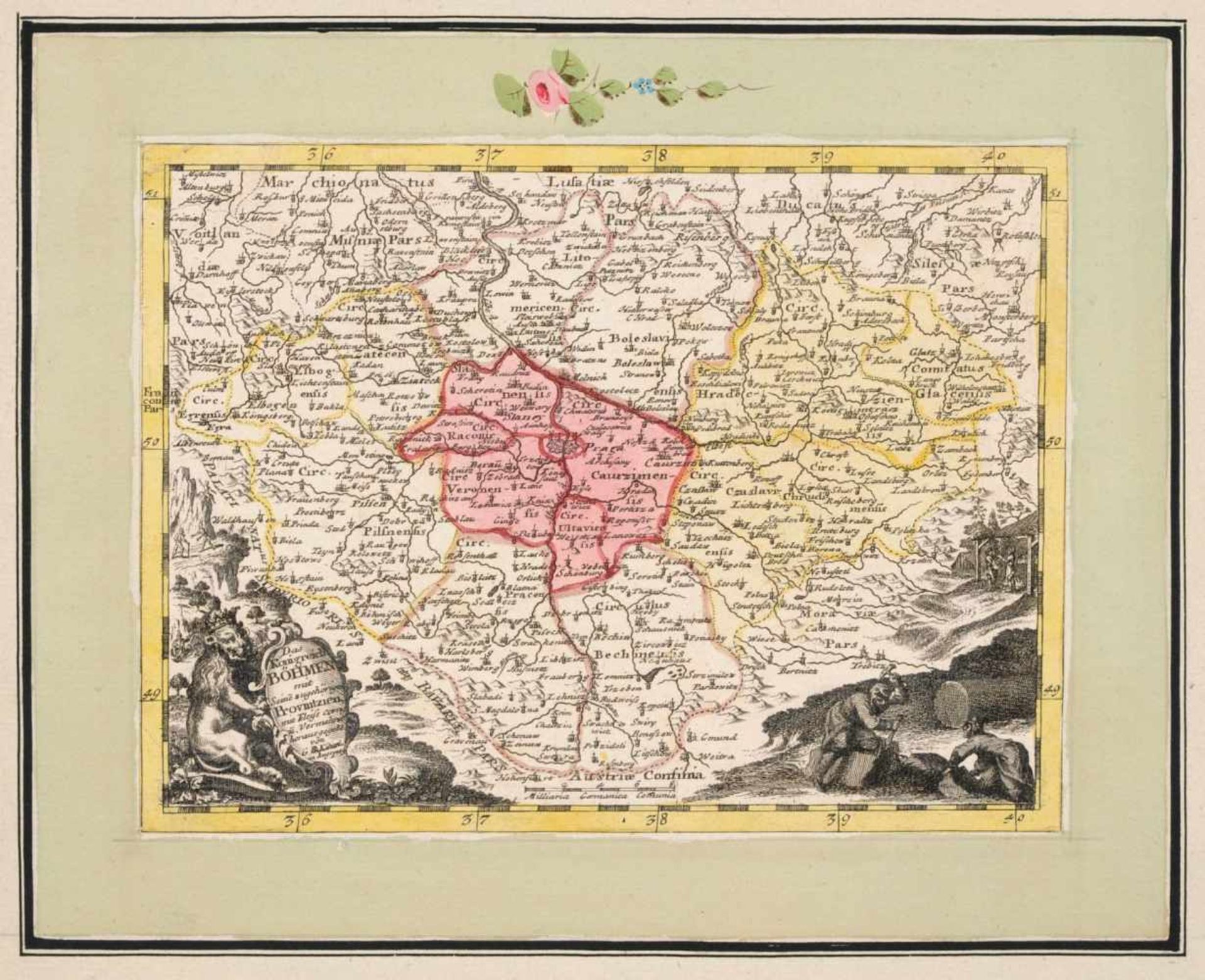Verschiedene Stecher, Vier Karten von Böhmen. 18. Jh.Georg Christoph Kilian 1709 Augsburg  1781 - Bild 4 aus 4