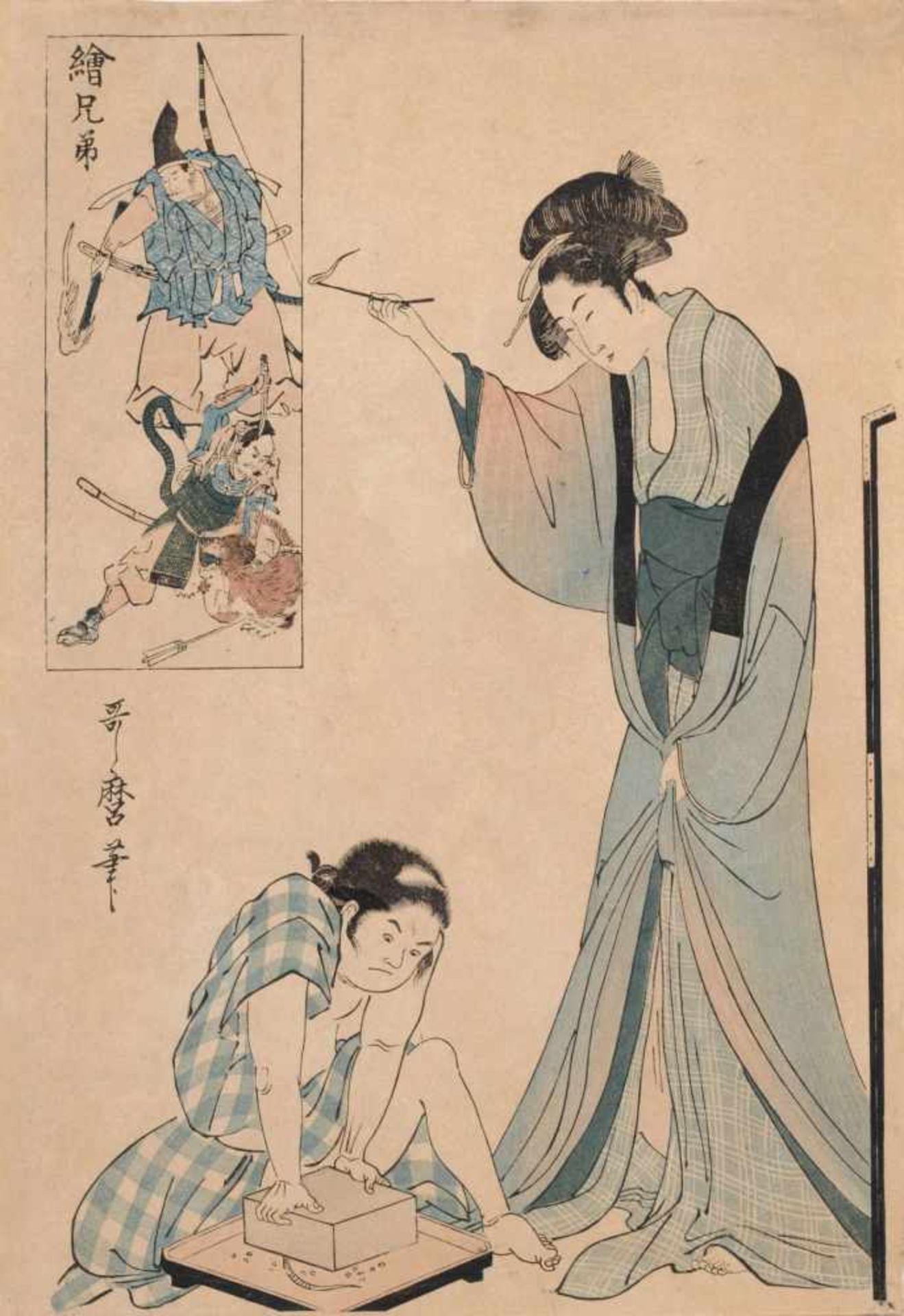 Utamaro Kitagawa "Mutter und Kind mit Schlange" (Aus der Serie "E-kyôdai" - Bilder von