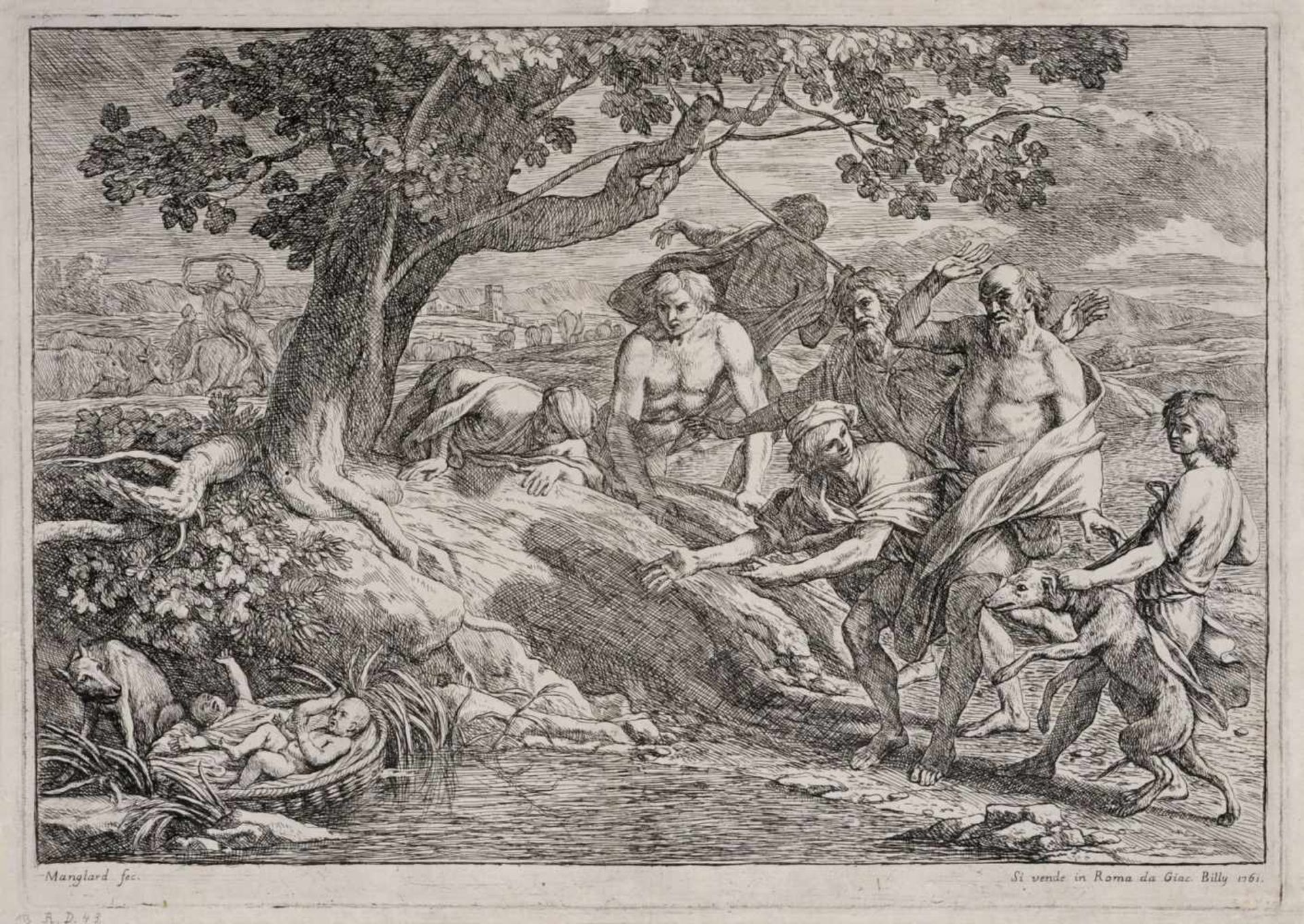 Adrien Manglard "Rémus und Romulus". Mitte 18. Jh.Adrien Manglard 1695 Lyon  1760 RomRadierung