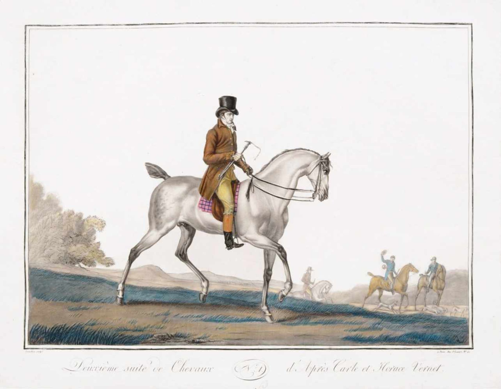 Charles Francois Gabriel Levachez, Vier Blätter aus der Folge "Suite de Chevaux". Um 1800.Charles - Bild 2 aus 4