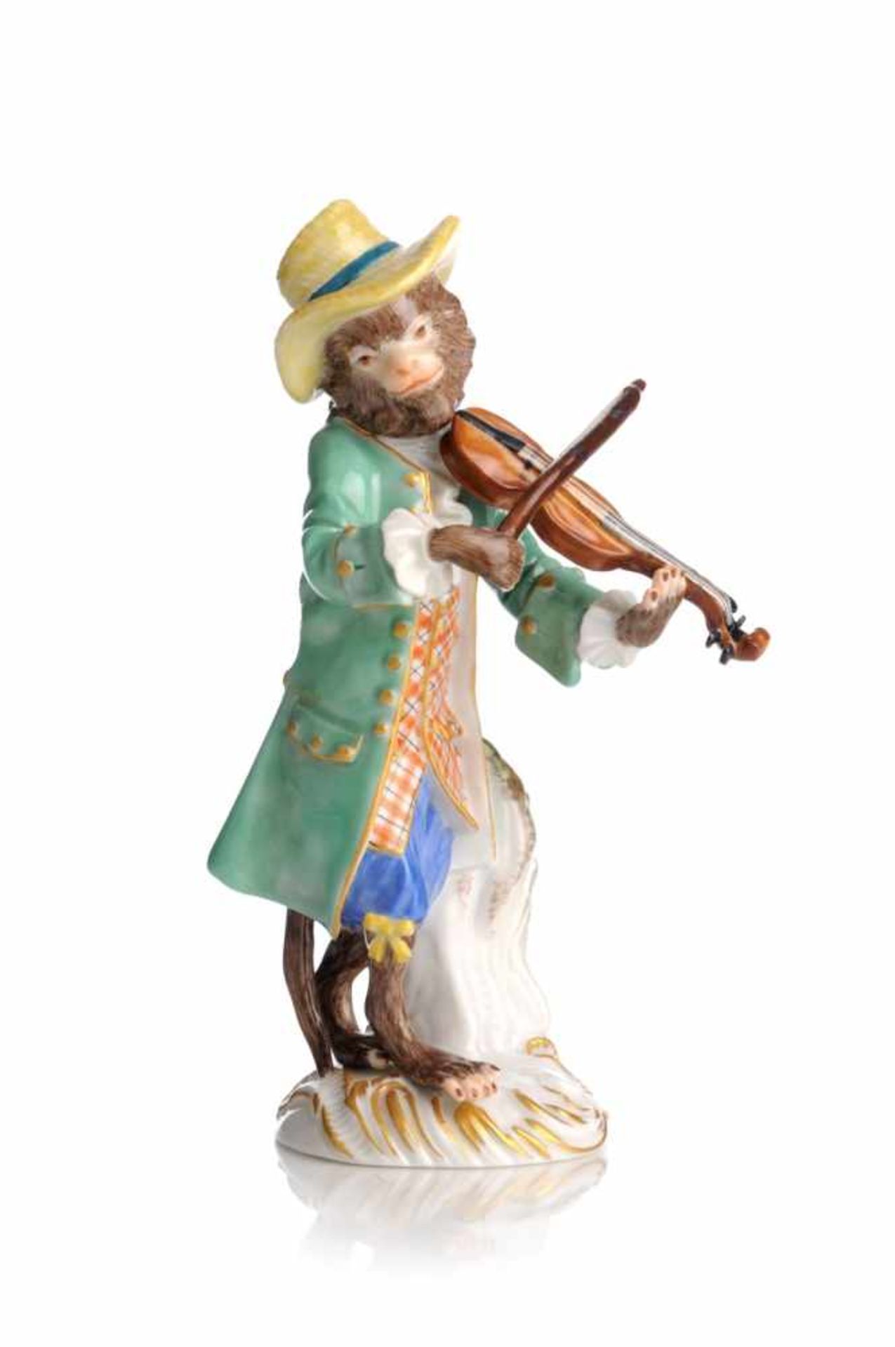 Affe als Violinist aus der Serie "Affenkapelle". Johann Joachim Kaendler und Peter Reinicke für