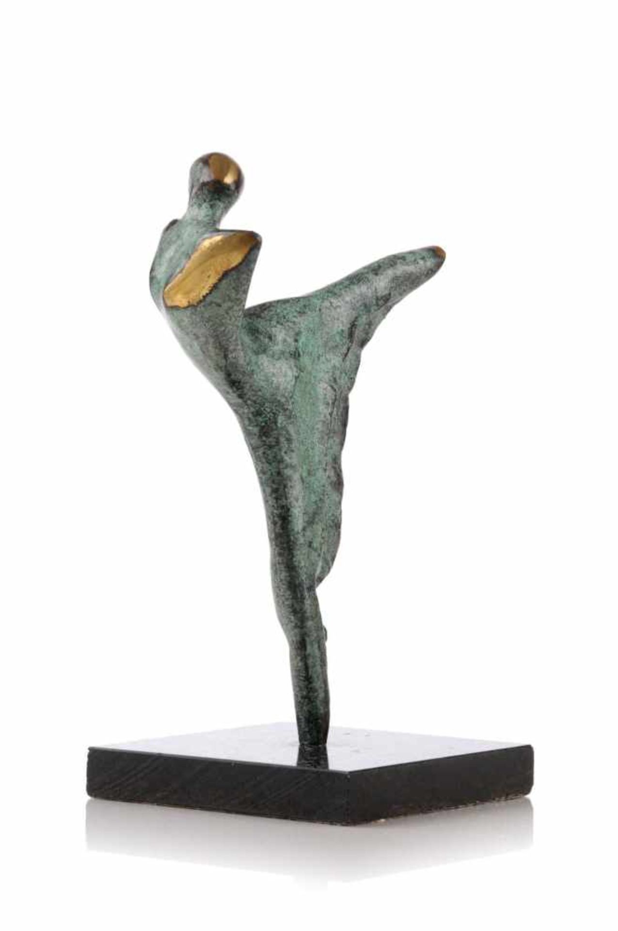 Unbekannter Künstler, Tänzerin. Neuzeitlich.Bronze, teilweise grün patiniert. Unsigniert. Auf - Bild 2 aus 2