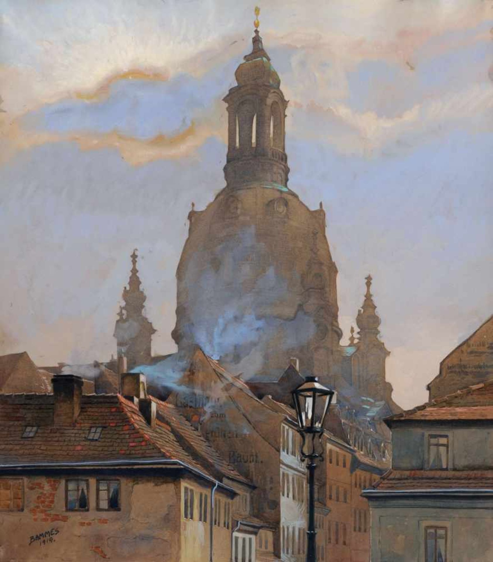 Martin Bammes, Malerwinkel mit Blick auf die Frauenkirche. 1919.Martin Bammes 1886 Sosa (Erzgebirge)