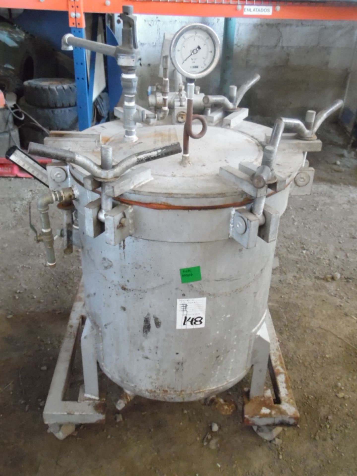 Autoclave of 76 cm in diameter, 75 cm high, with relief valve, thermometer of 75-137 centigrades. (