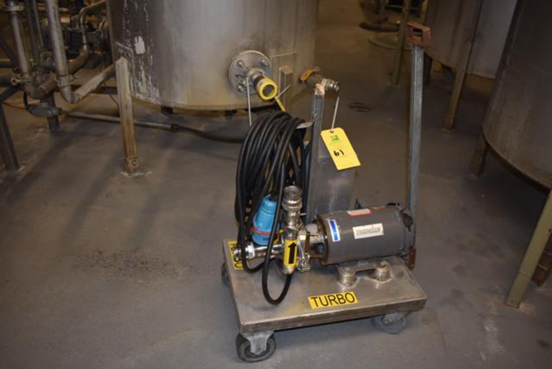 Portable Thomsen #62322 Pump & 2 HP Motor w/Extension Cord, Mounted on 4-Wheel Cart, RIGGING FEE $25