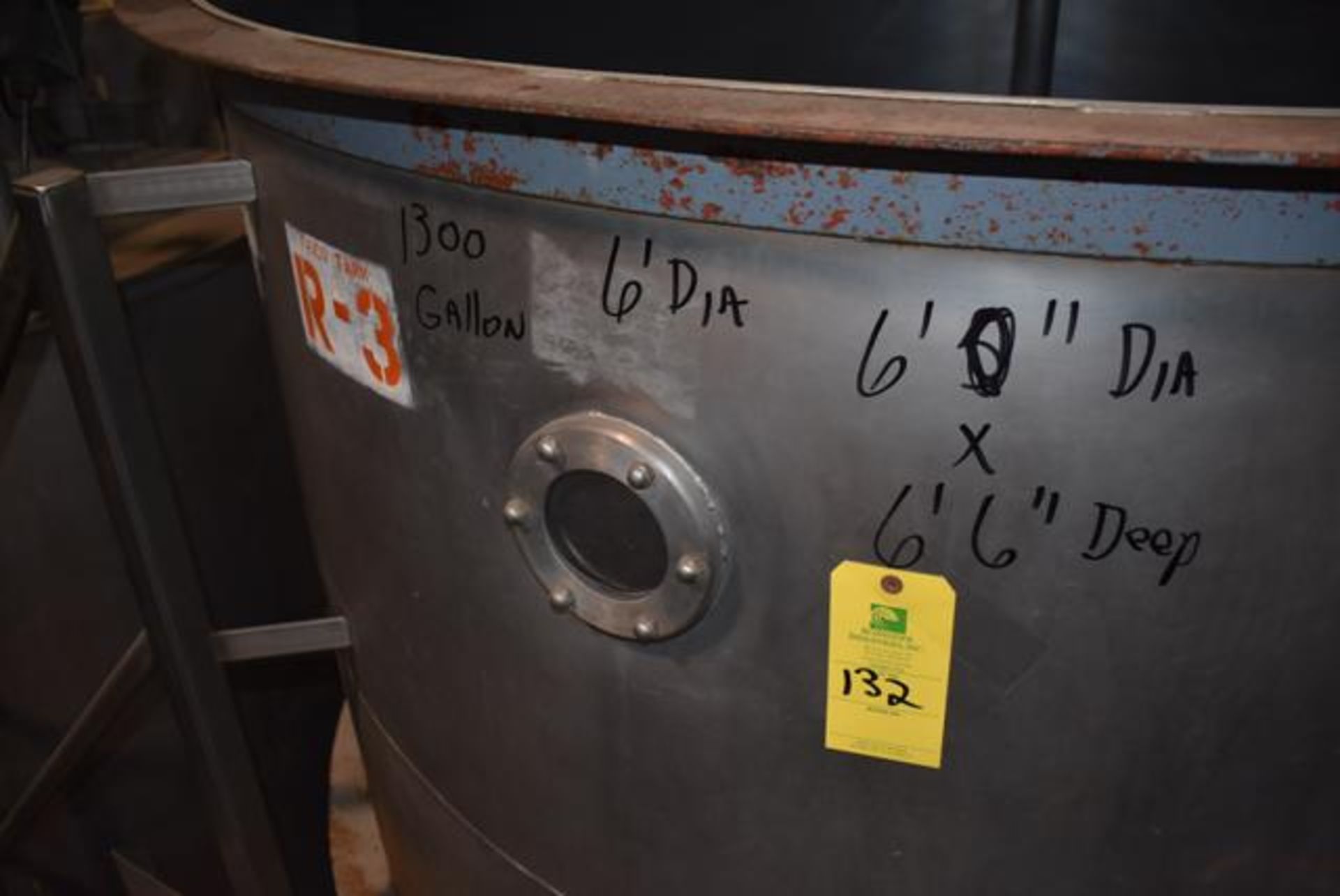 Stainless Steel Tank w/Lid, 72" Diameter x 78" Depth, Rated 1300 Gal. Capacity, Includes Mixer, ID - Image 2 of 3