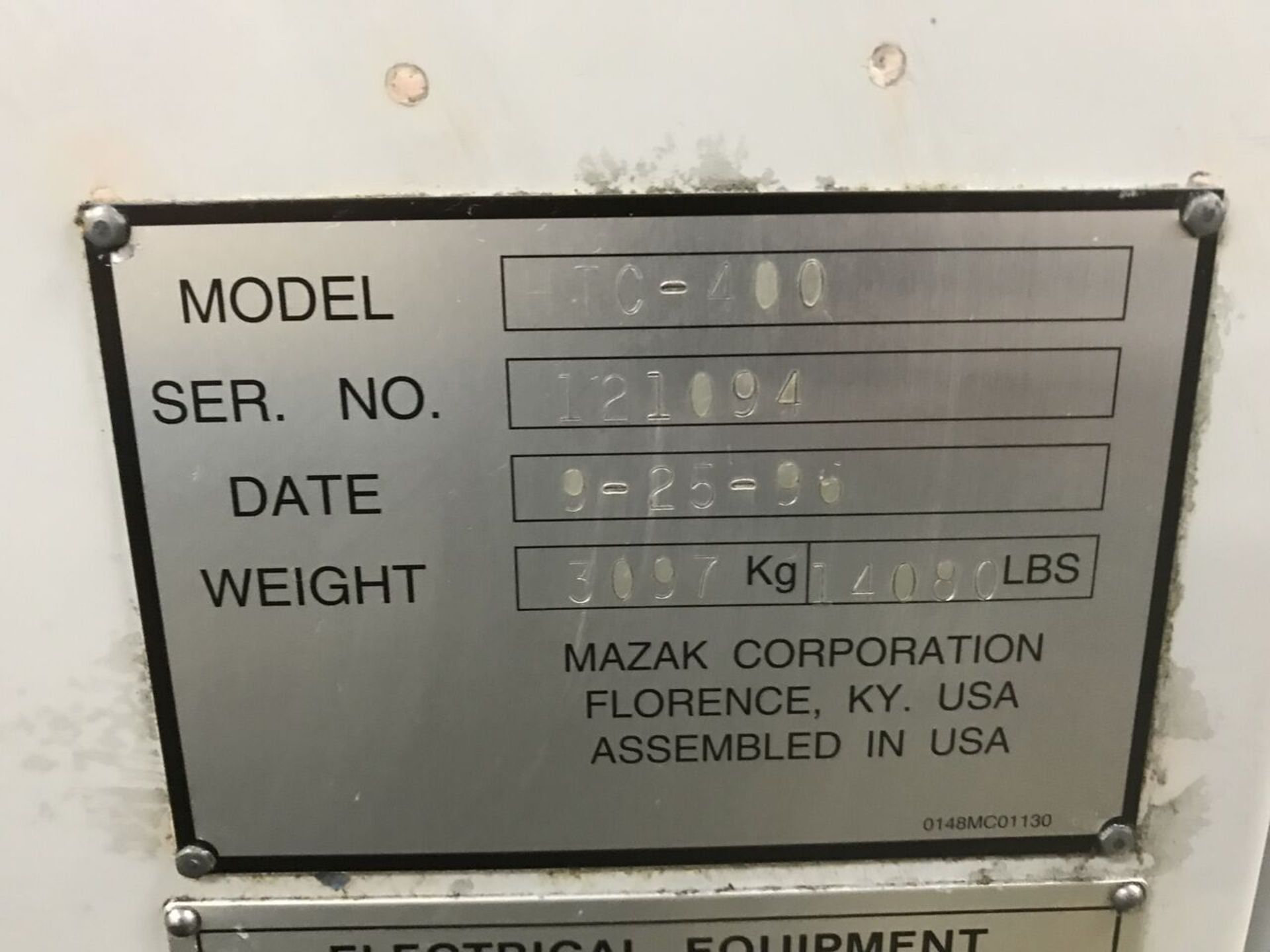 Mazak HTC-400, Serial # = 121094, Volts = 230/480, Date = 9-25-96, (Jorgensan Conveyor Attached) - Image 6 of 6