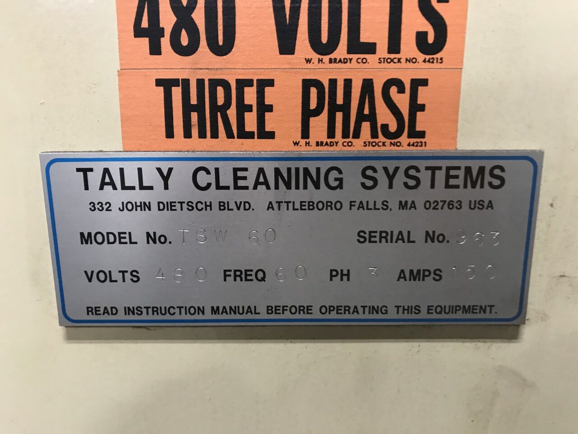 Tally Cleaning Turbo Spray Washer, Model # = TSW60, Serial # = 963, Volts = 480, Amps = 150 - Image 4 of 6