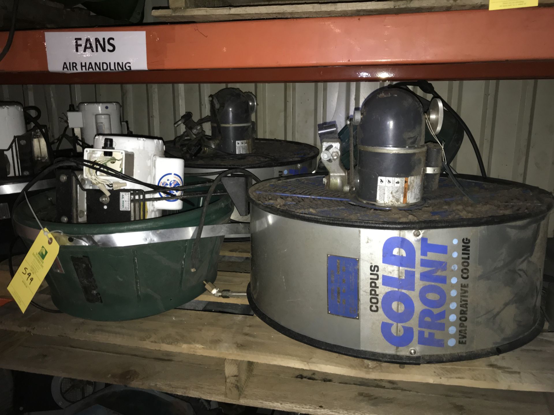 Pallet of (4) Fans: (2) Corpus Cold Front Evaporative Cooling Fans, Model# 89800, 115 Volts; (2) Aqu