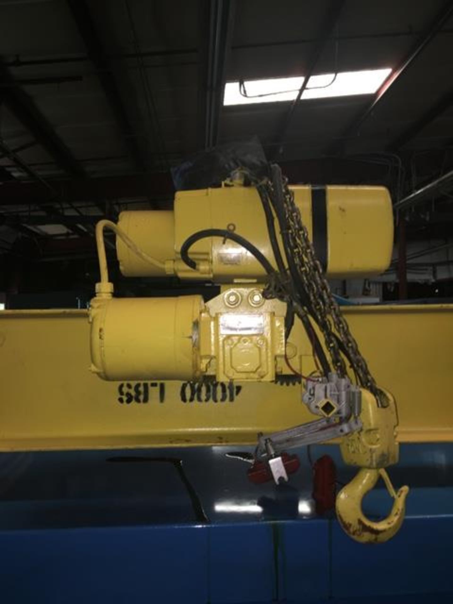 Yale Motorized Chain Hoist & I-Beam, 220 Volts, ID# 645292310, I-Beam Length 250 Inches Excellent Co