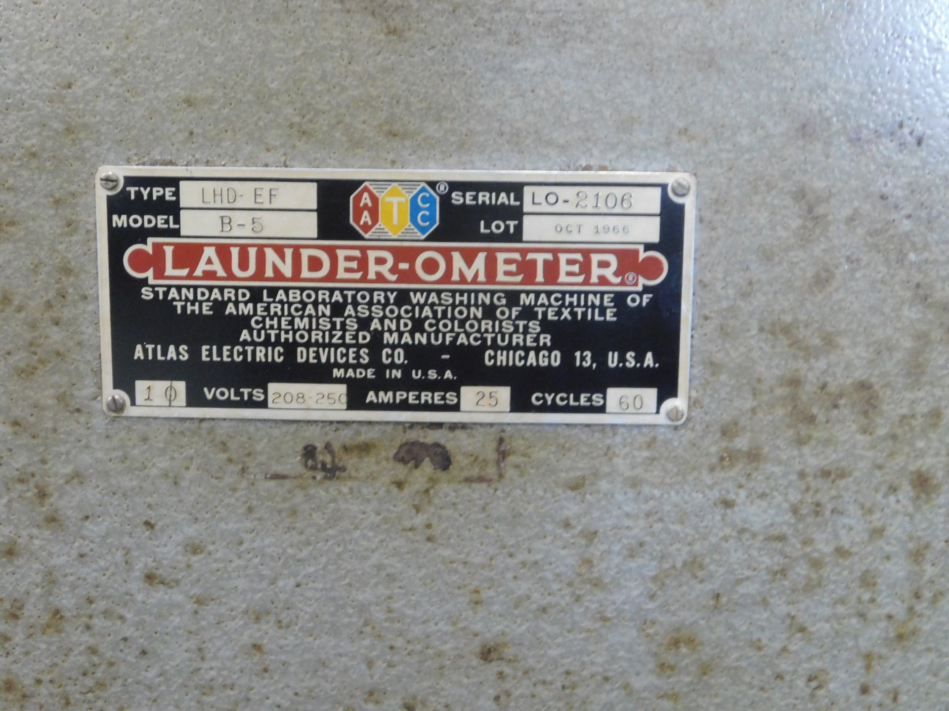 Launder-Ometer Colorant Testing Machine (Testing Equipment), Model# B-5, Type LHD-EF, 15 Canister Ho - Image 2 of 2
