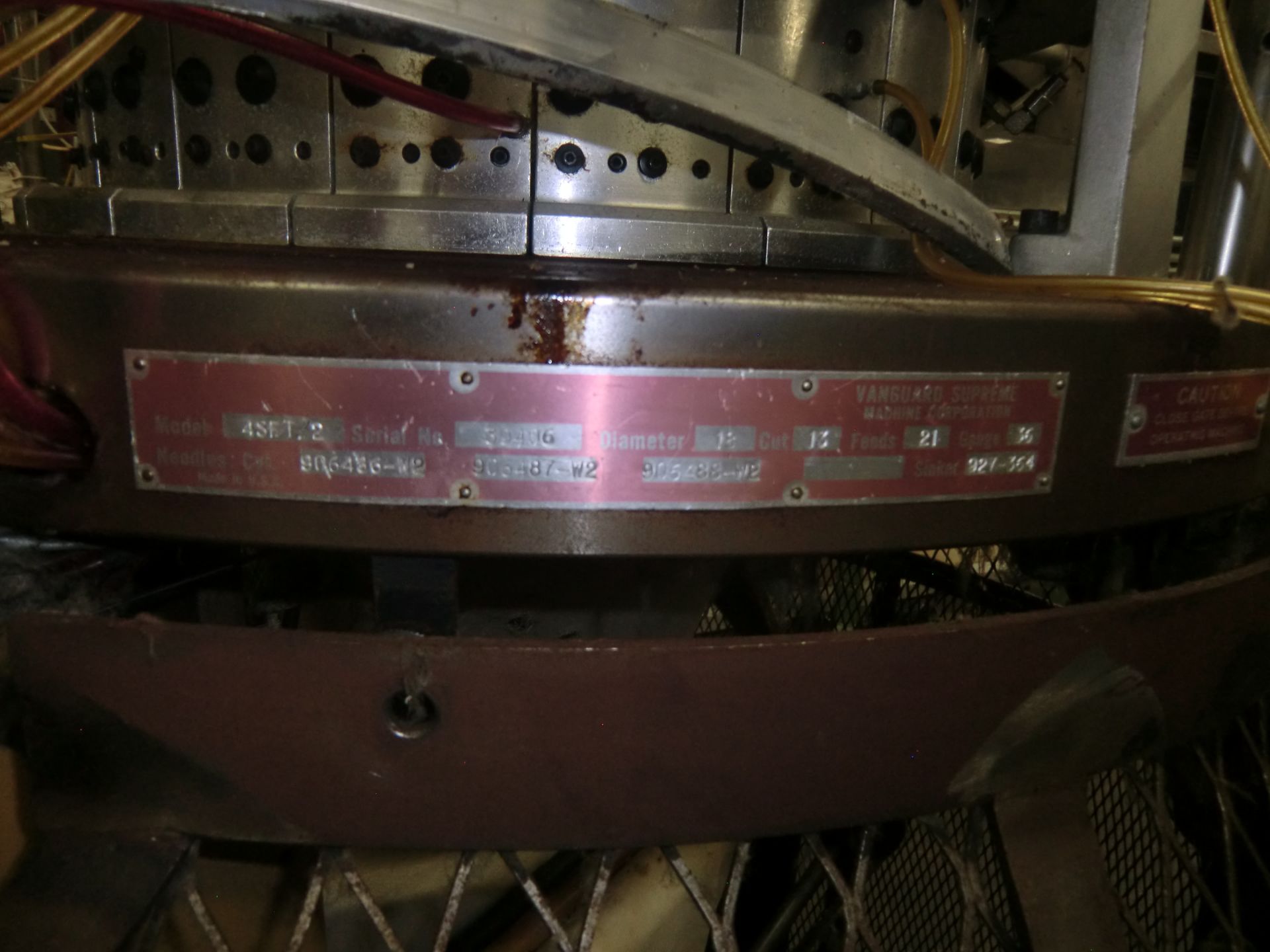 Vanguard Supreme Knitting Machine, Model 4SFT/2, 13 Cut, 20 Feeds, 18 Diameter, Rigging Fee For This - Image 2 of 3