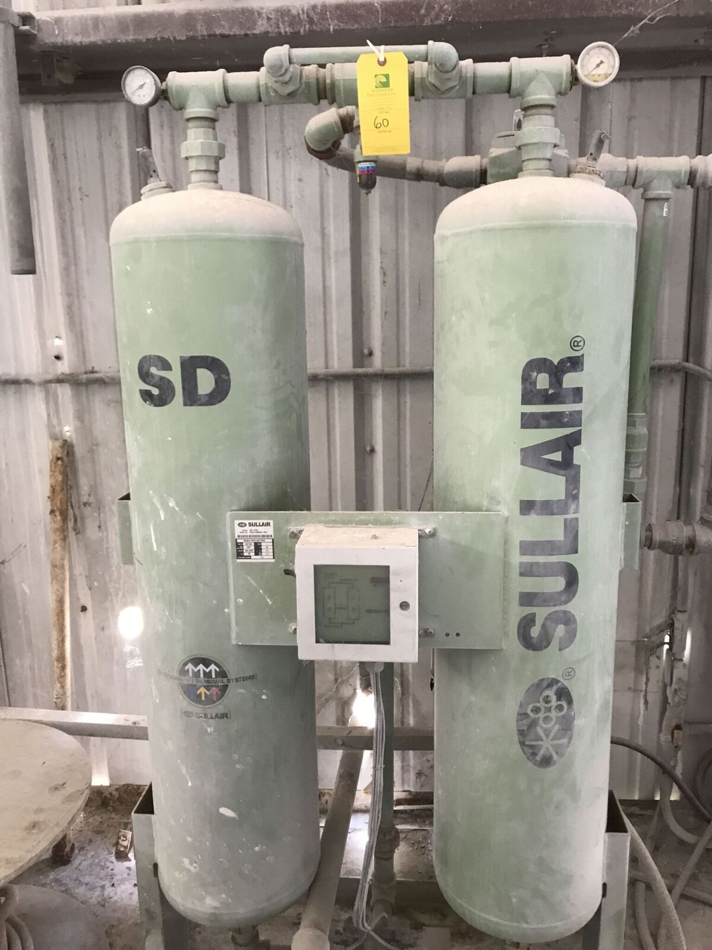 Sullair Heatless Desiccant Dryer, Model #SD-400, Serial #1210-69691-T01, 150 Max PSI, 115 Volts