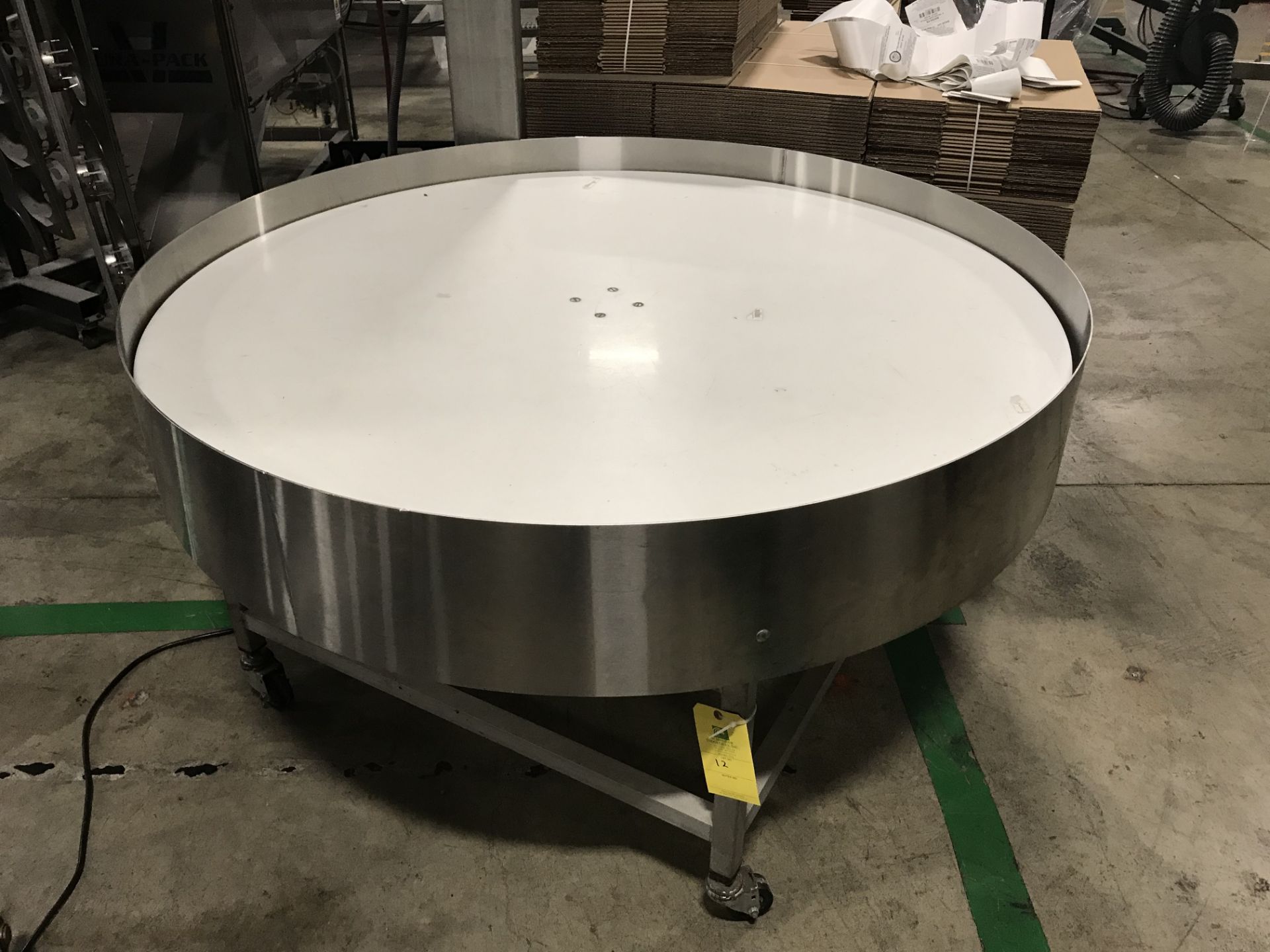 Rotary Sorting Table, 60" Diameter, 3/4" Thick White UHMW, Motor 230/460 VAC, 20 RPM Variable Speed