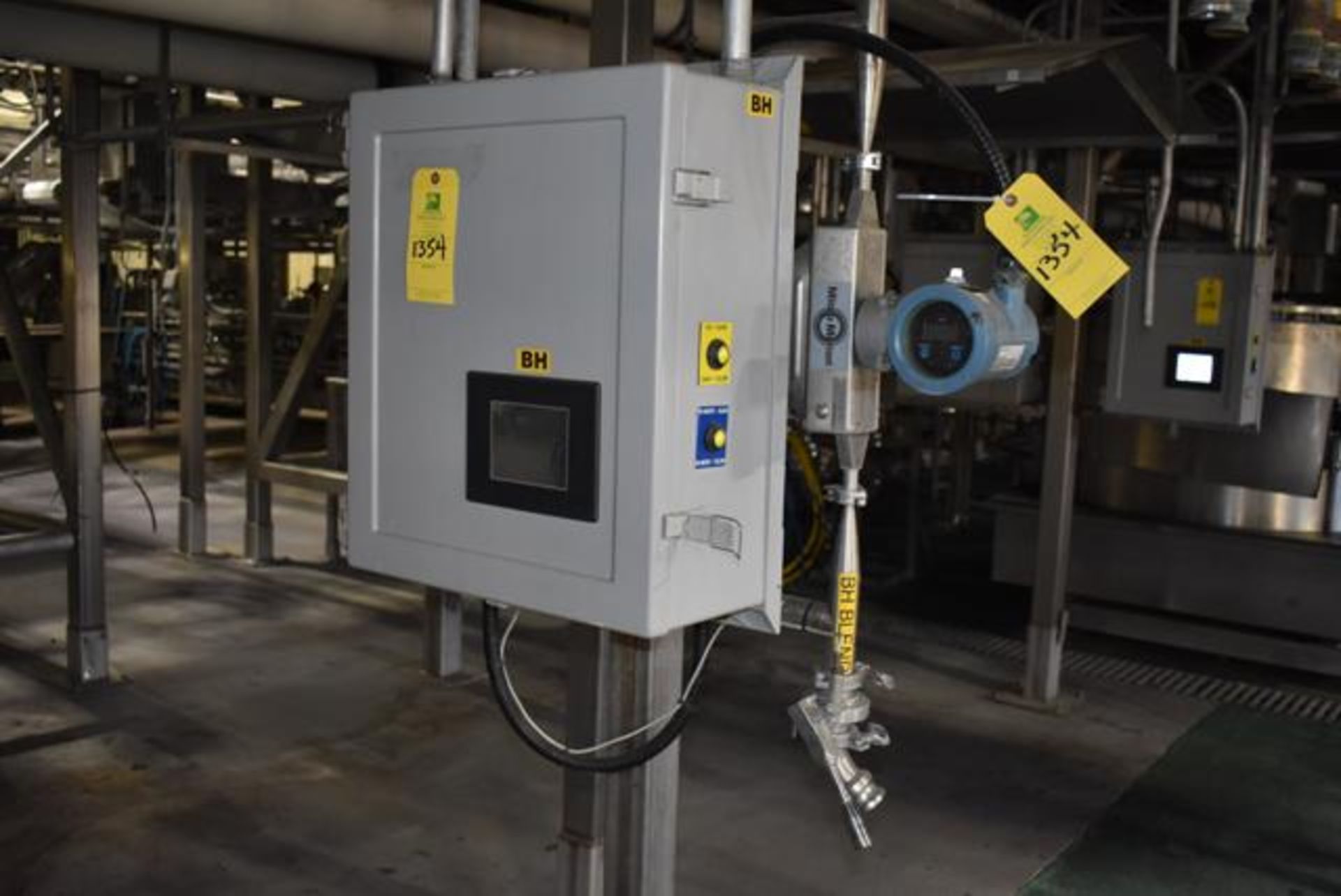 Micro-Motion #H025S Series Mass Flow Sensor, Brix PLC Controller, Line BH, RIGGING FEE: $400