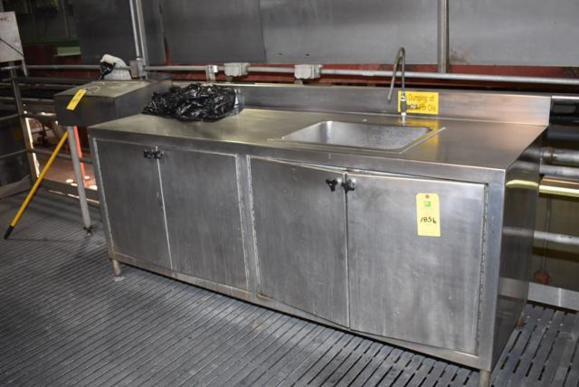 Stainless Steel Sink/4-Door Cabinet, 87" x 29" Top, RIGGING FEE: $40