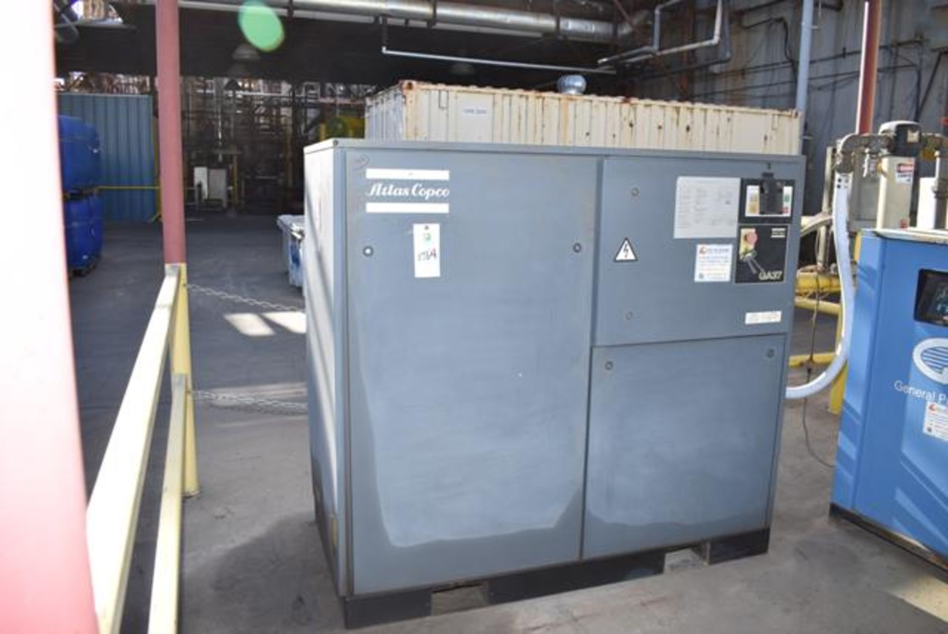 Atlas Copco Model #GA5-75/GA-37 Rotary Screw Air Compressor, Hours N/A, THIS ITEM WILL BE A LATE DE