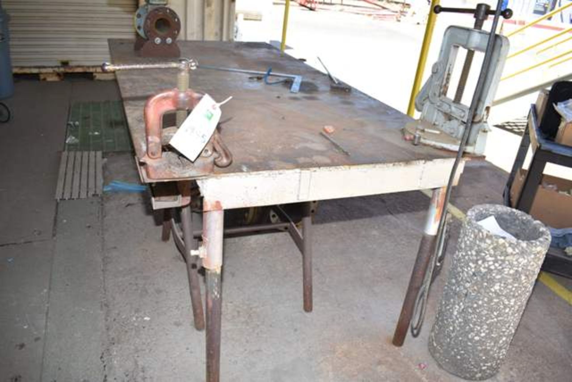 Steel Welding Table w/(2) Pipe Vises, 8' x 4', RIGGING FEE: $45