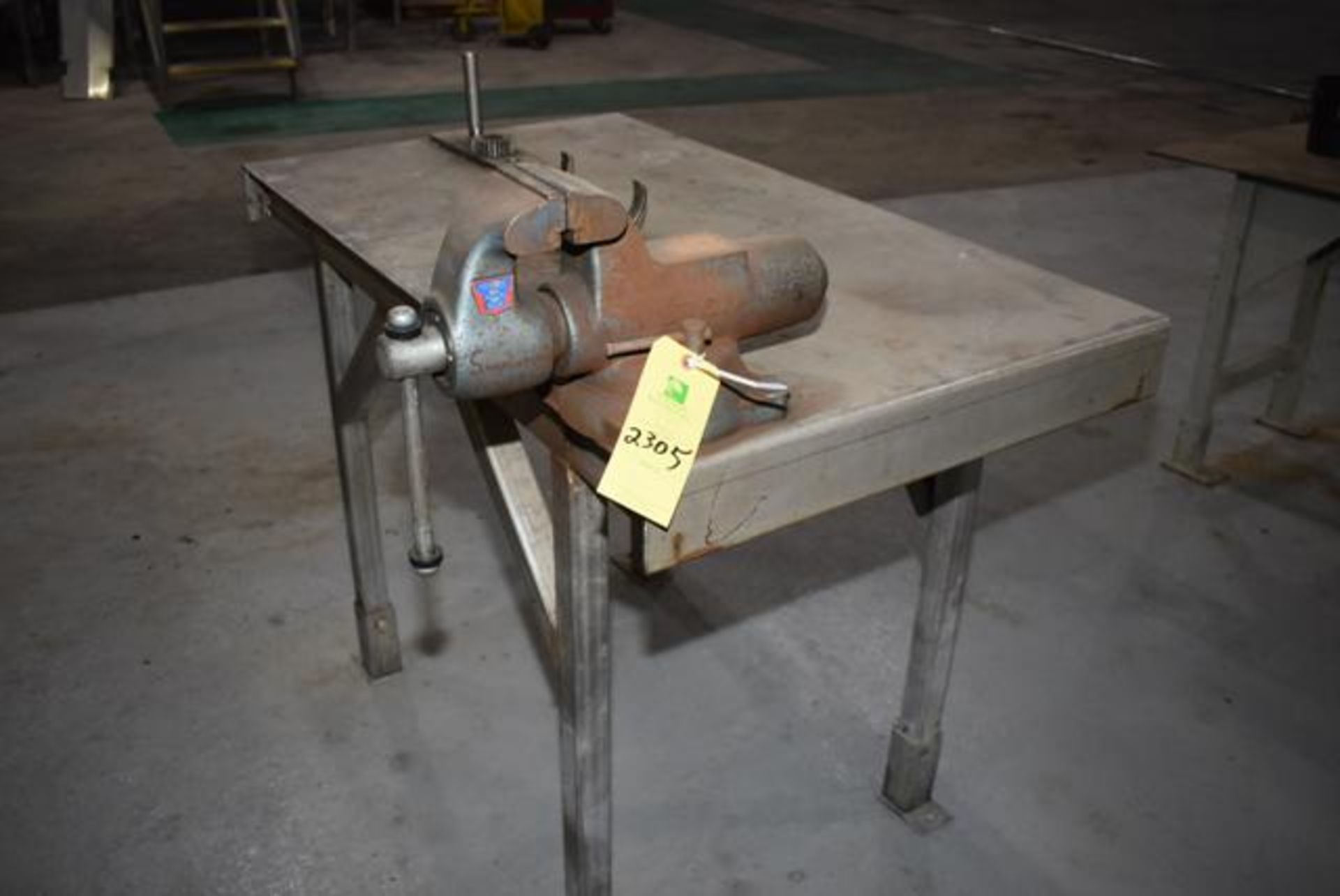 Stainless Steel Table, 30" x 52" Table Top w/Wilson Shop Vise, RIGGING FEE: $150