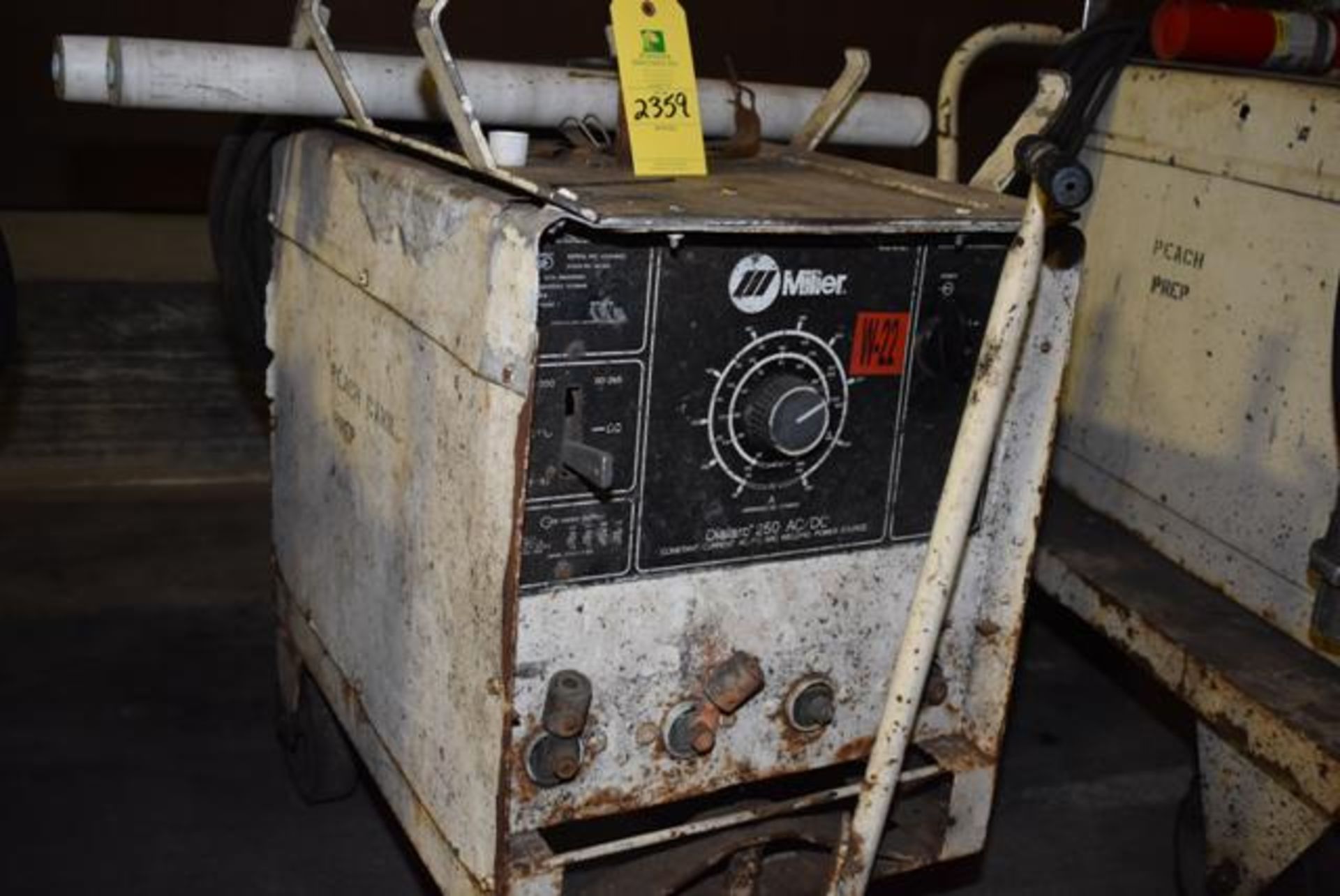 Miller Dialarc 250 Welder, Cables, 4-Wheel Base, Stock #901564, SN KF869802, RIGGING FEE: $50