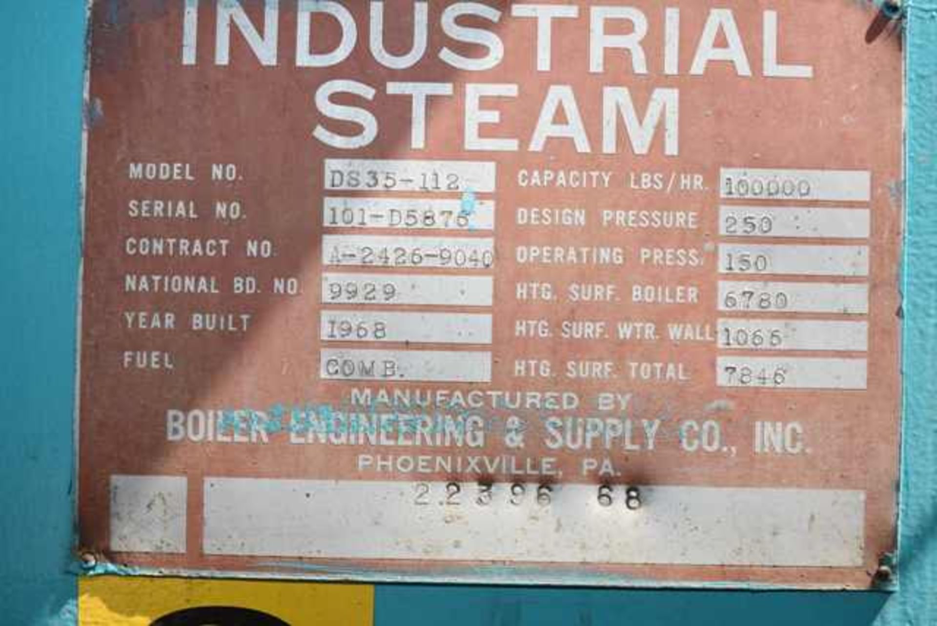 Peabody Engineering/Industrial Steam Boiler Engineering Model #DS35-112, RIGGING FEE: $25,000 - Image 2 of 5