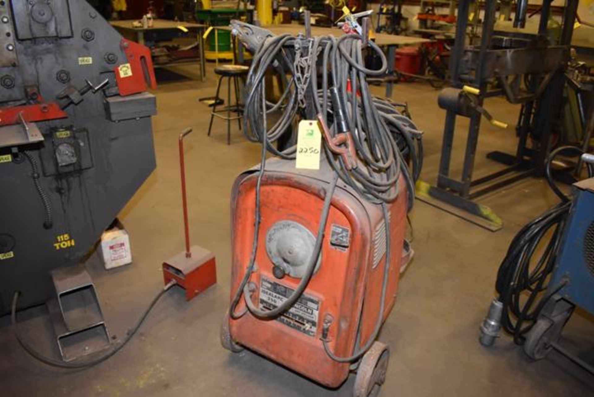 Lincoln Idealarc 250 Arc Welder, Cables, 3-wheel Base, Serial #387811, RIGGING FEE: $55