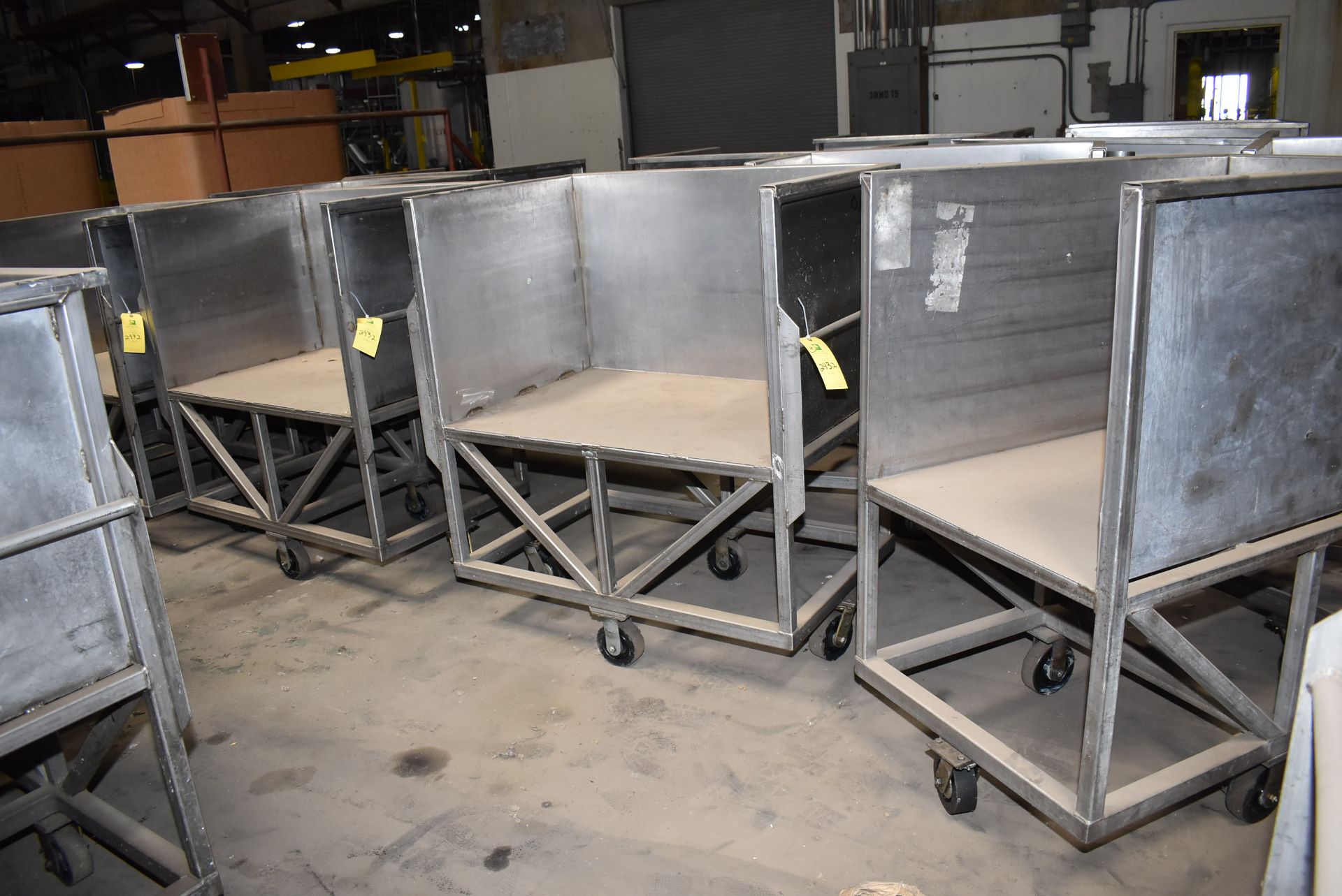 (4) Stainless Steel 4-Wheel Carts, 44" x 30" x 27" Wide w/One Open Side, RIGGING FEE: $100 - Image 2 of 2