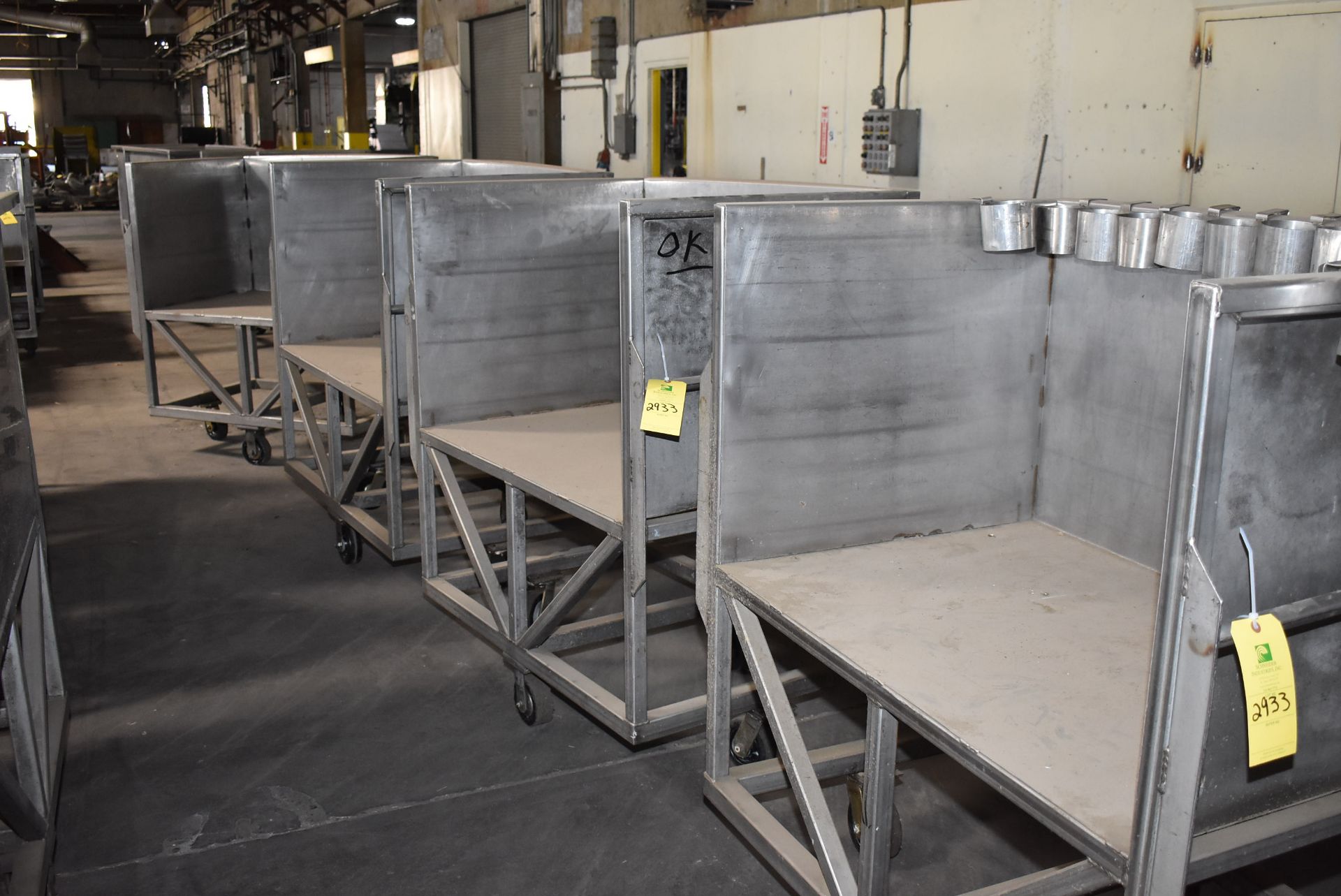 (4) Stainless Steel 4-Wheel Carts, 44" x 30" x 27" Wide w/One Open Side, RIGGING FEE: $100 - Image 2 of 2