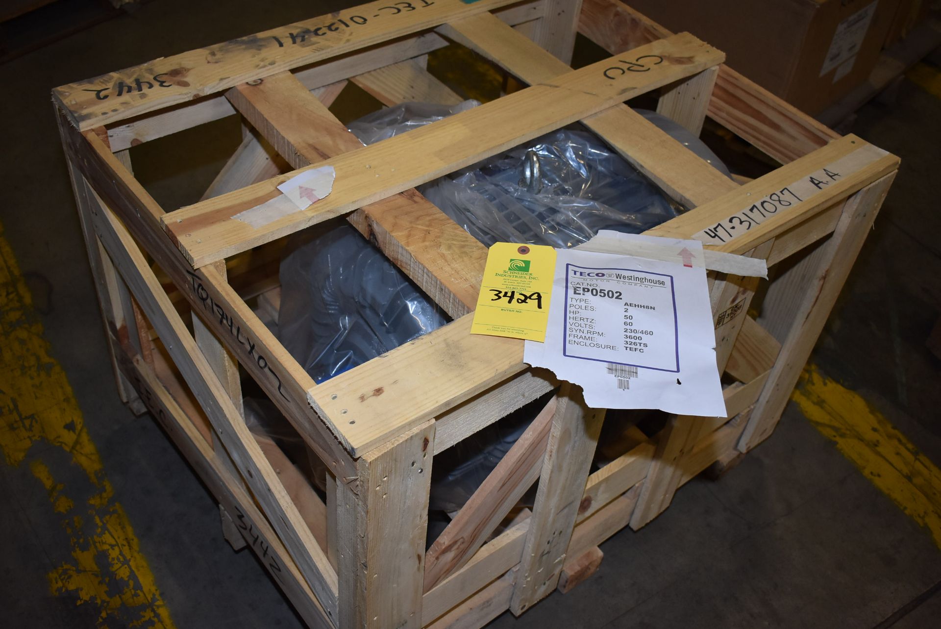 Westinghouse/Teco Cat. EP0502-50 HP Motor, Crated, RIGGING FEE: $50