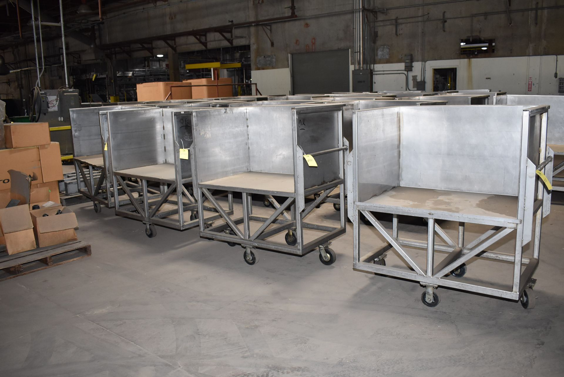(4) Stainless Steel 4-Wheel Carts, 44" x 30" x 27" Wide w/One Open Side, RIGGING FEE: $100 - Image 2 of 2