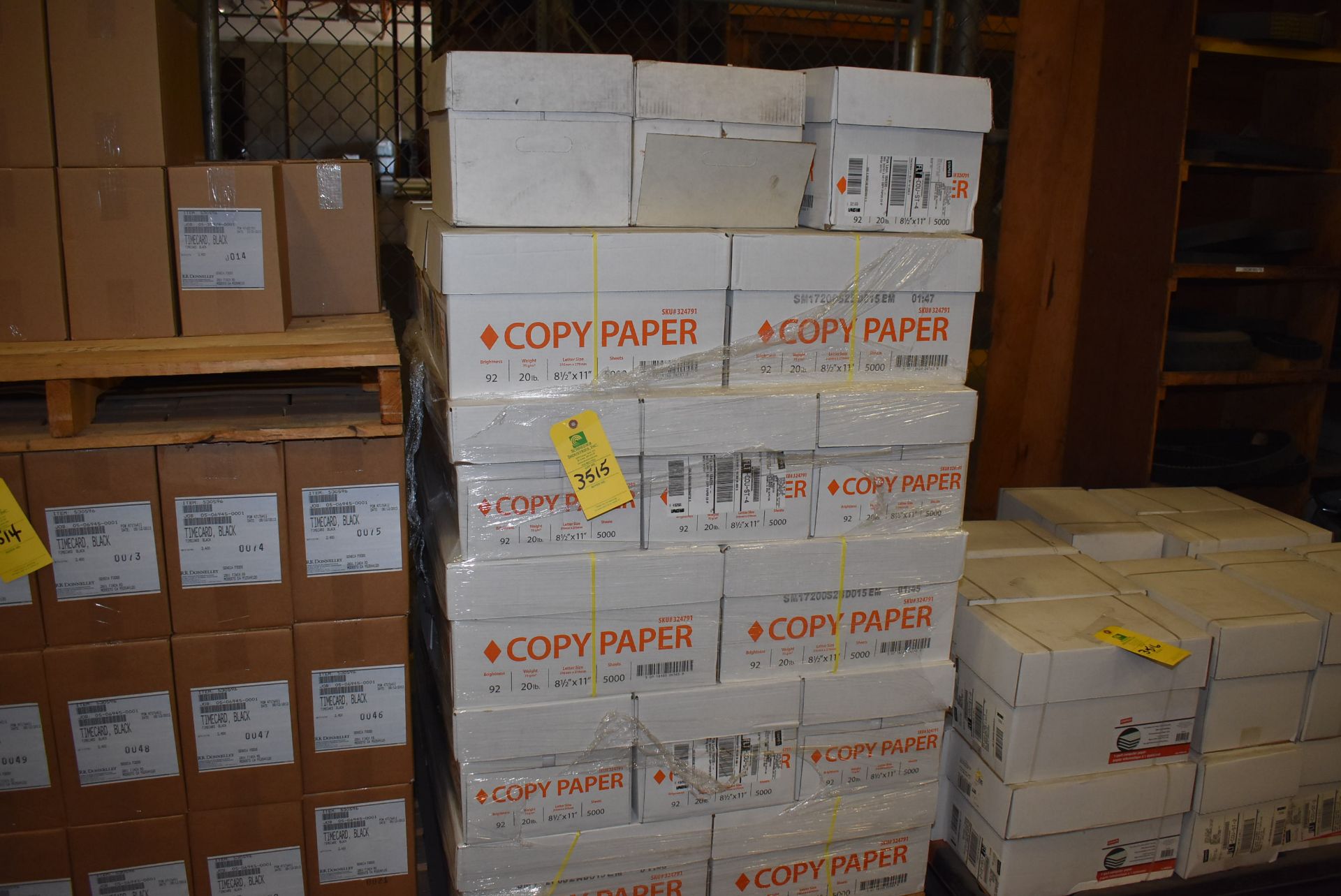 Pallet - Staples Assorted Copy Paper, RIGGING FEE: $50