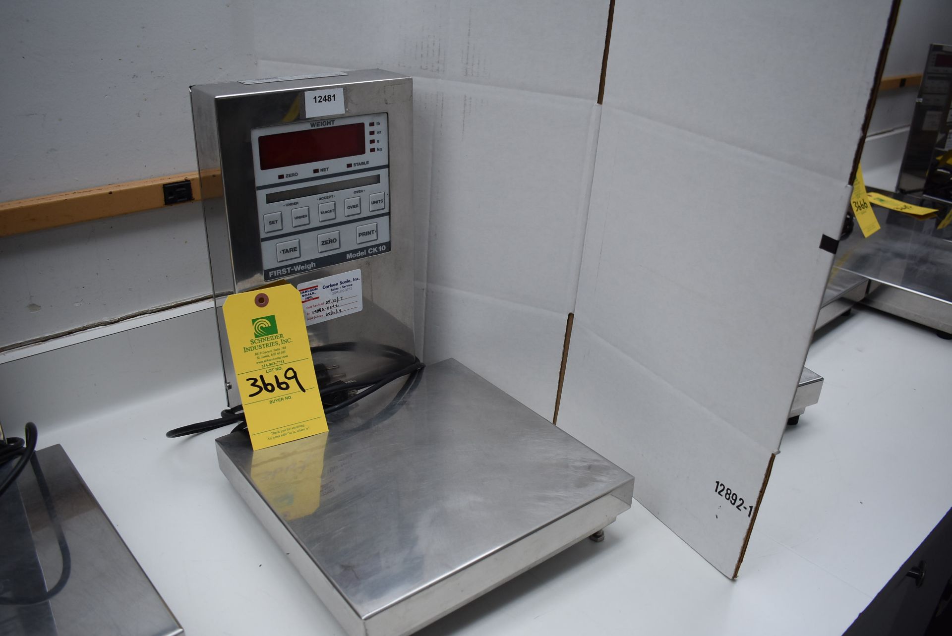 First Weigh Model #CK10-1203 Digital Bench Scale, RIGGING FEE: $15