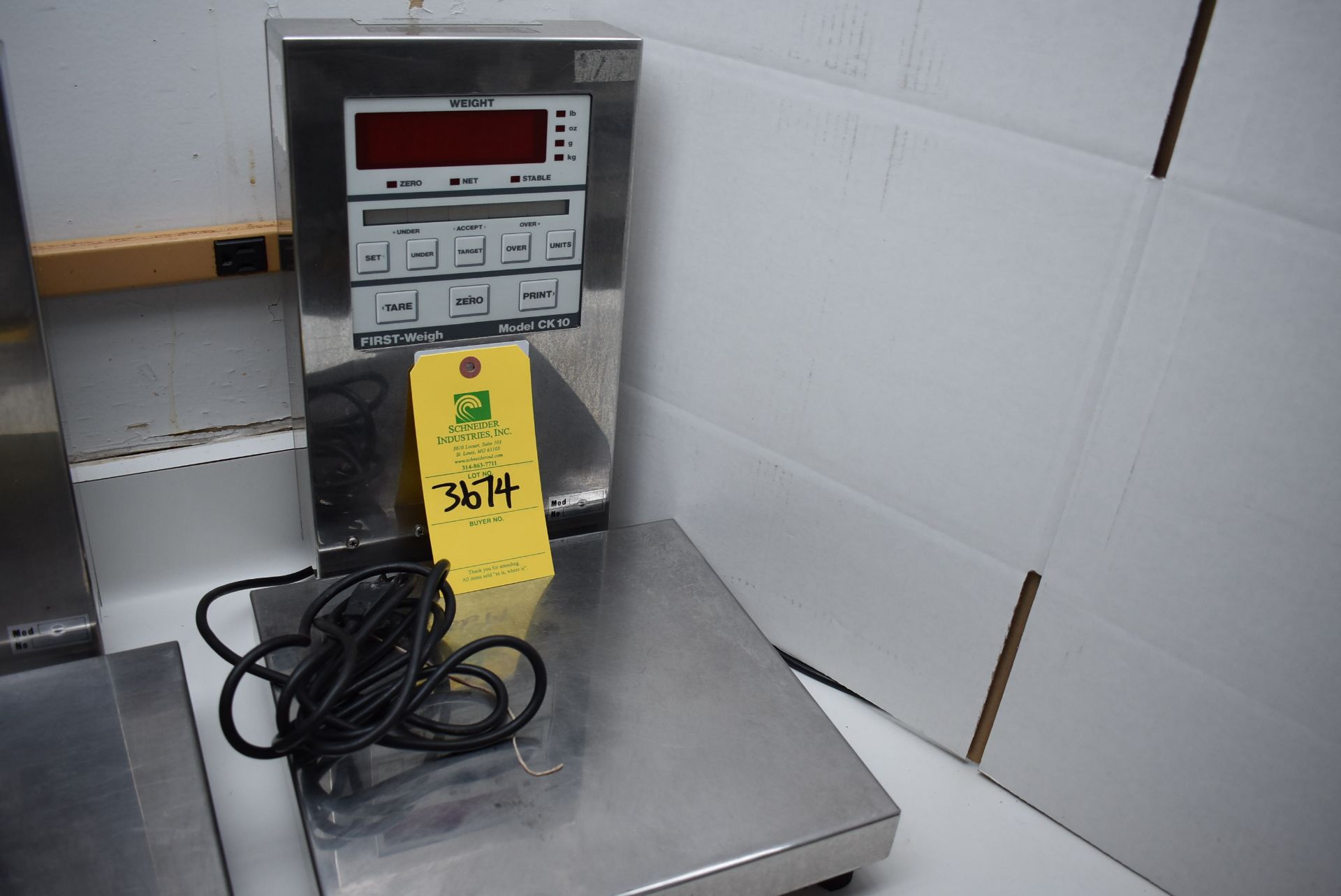 First Weigh Model #CK10-1203 Digital Bench Scale, RIGGING FEE: $15