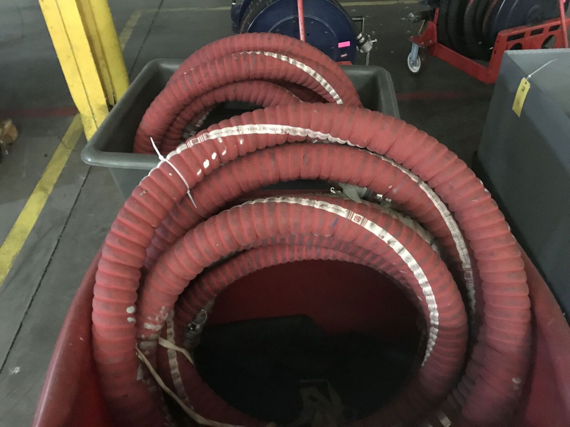 Two Containers w/ Red Hoses, Rigging Fee $20 - Image 2 of 3